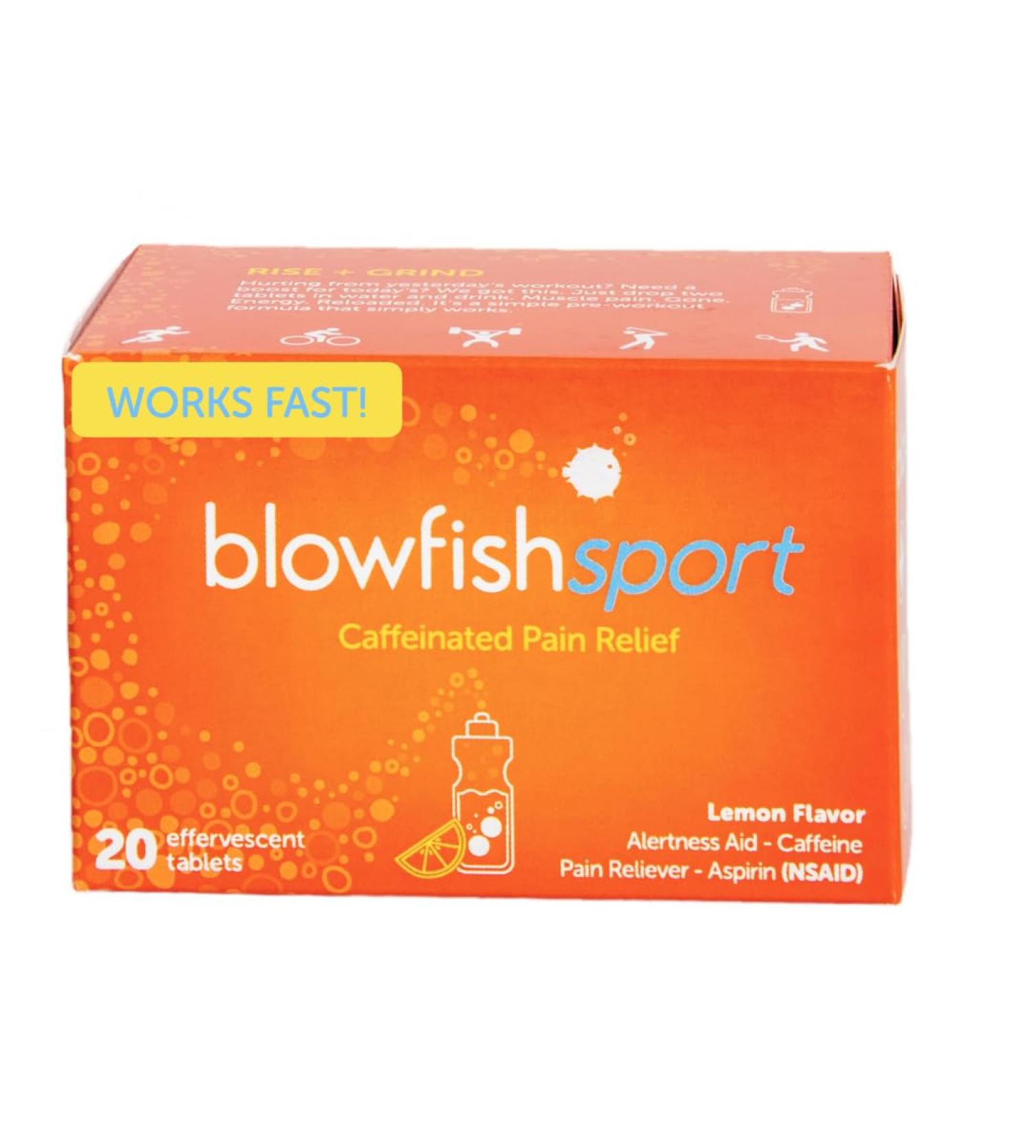 Blowfish Sport Pain Relief Effervescent Tablets 20ct | Eases Sore Muscles & Boosts Energy | Perfect for Athletes & Morning Workouts - Buy Online on GoSupps.com