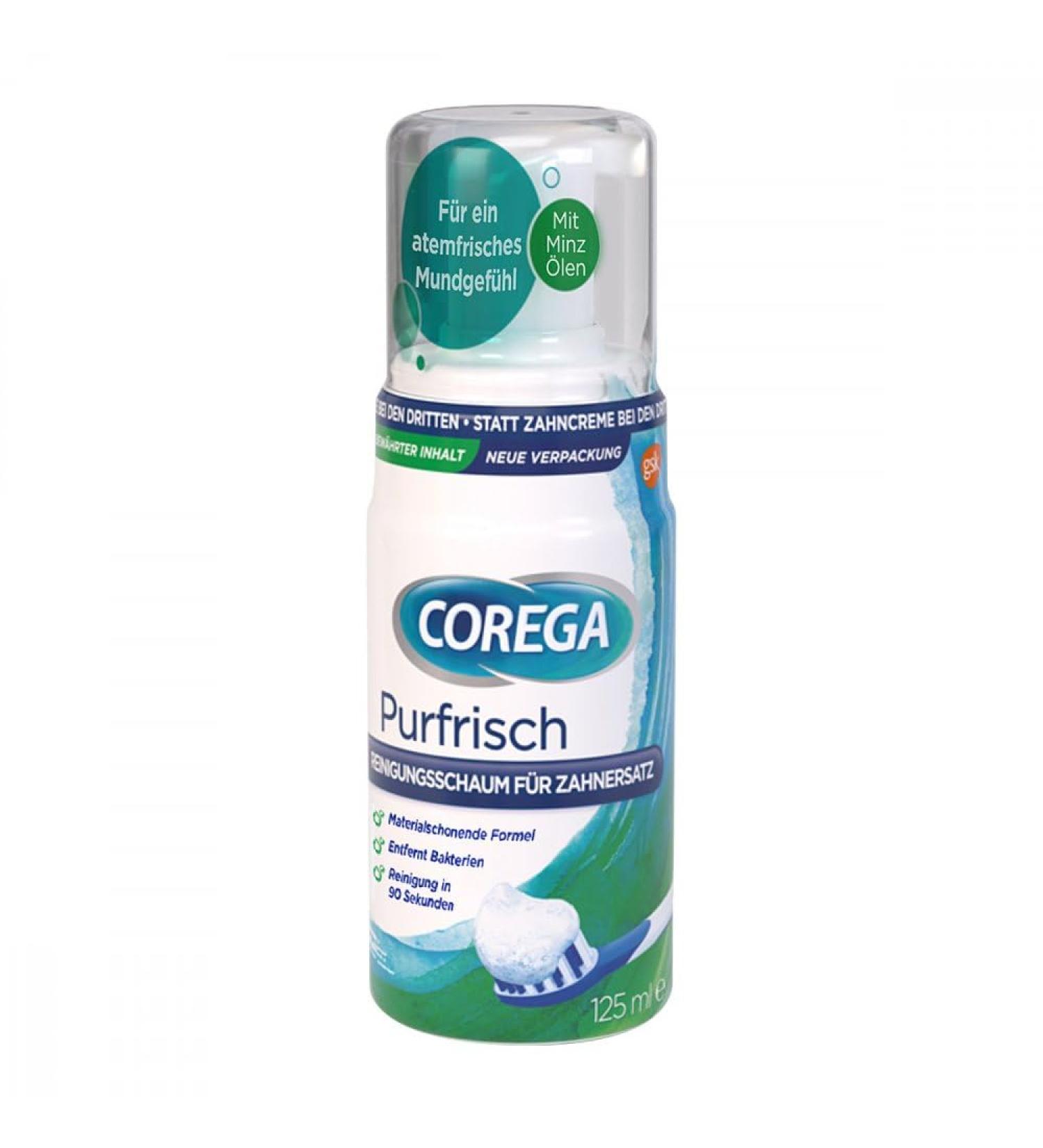 Corega Pur Fresh Foam 125ml - Effortless Denture Care for Freshness | Shop Now - Buy Online on GoSupps.com
