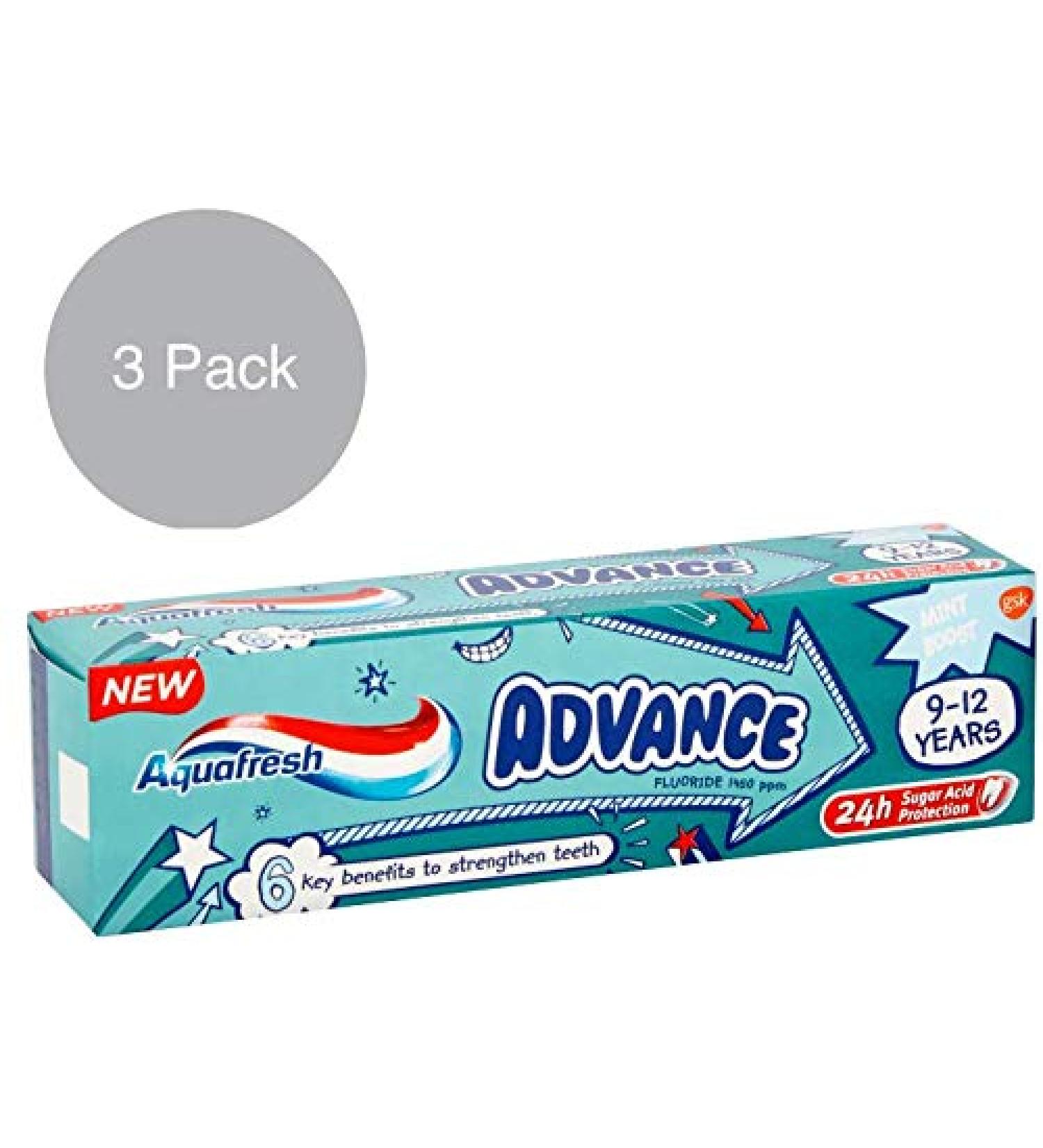Aquafresh Aquafresh Advance 9-12 Kids Toothpaste 75ml 3 Pack
