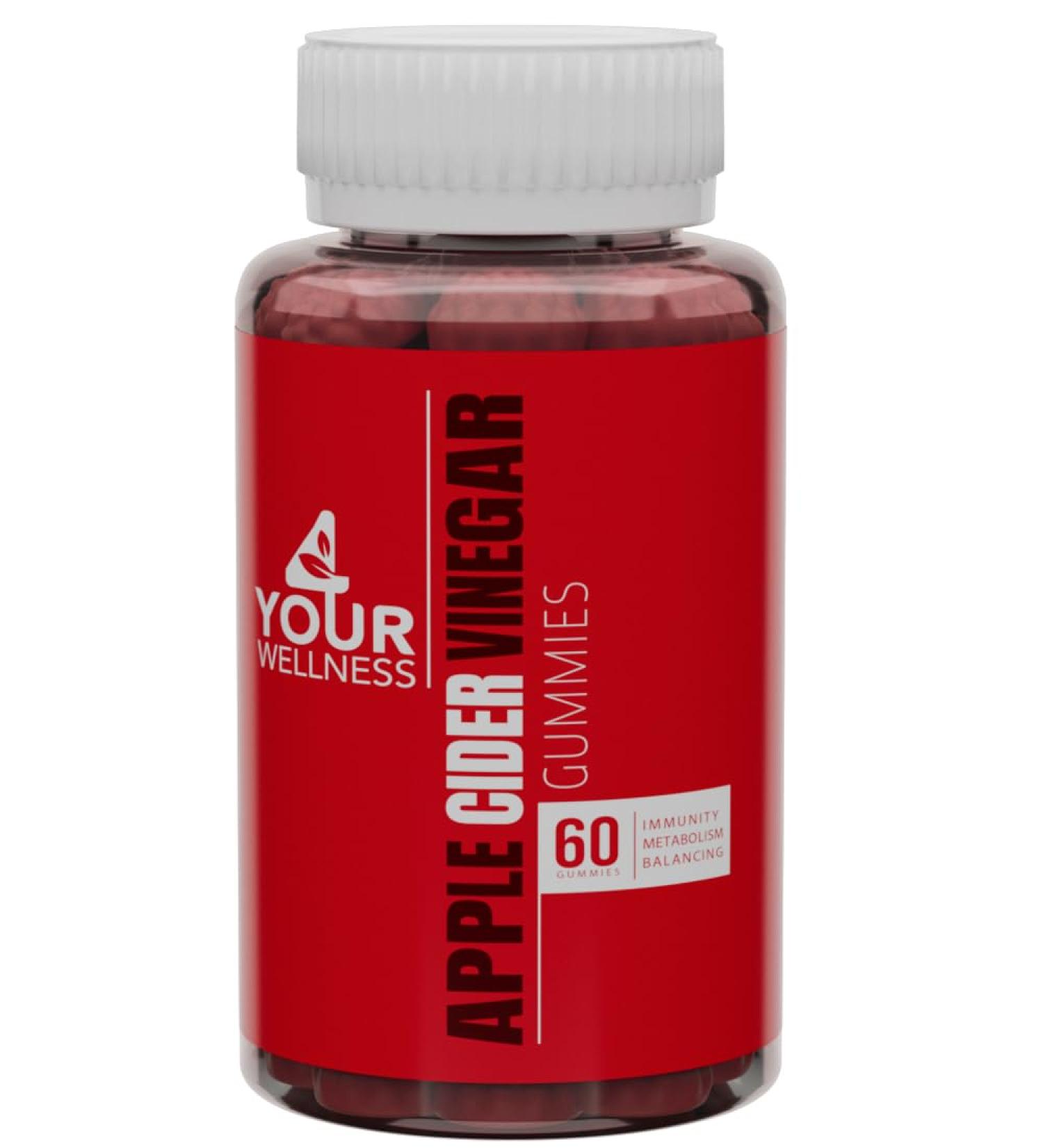4 Your Wellness Apple Cider Vinegar Gummies 1000mg All Natural Kosher Gelatin-Free Gluten-Free Vegan Non-GMO (60 Count (Pack of 1)) - Buy Online on GoSupps.com