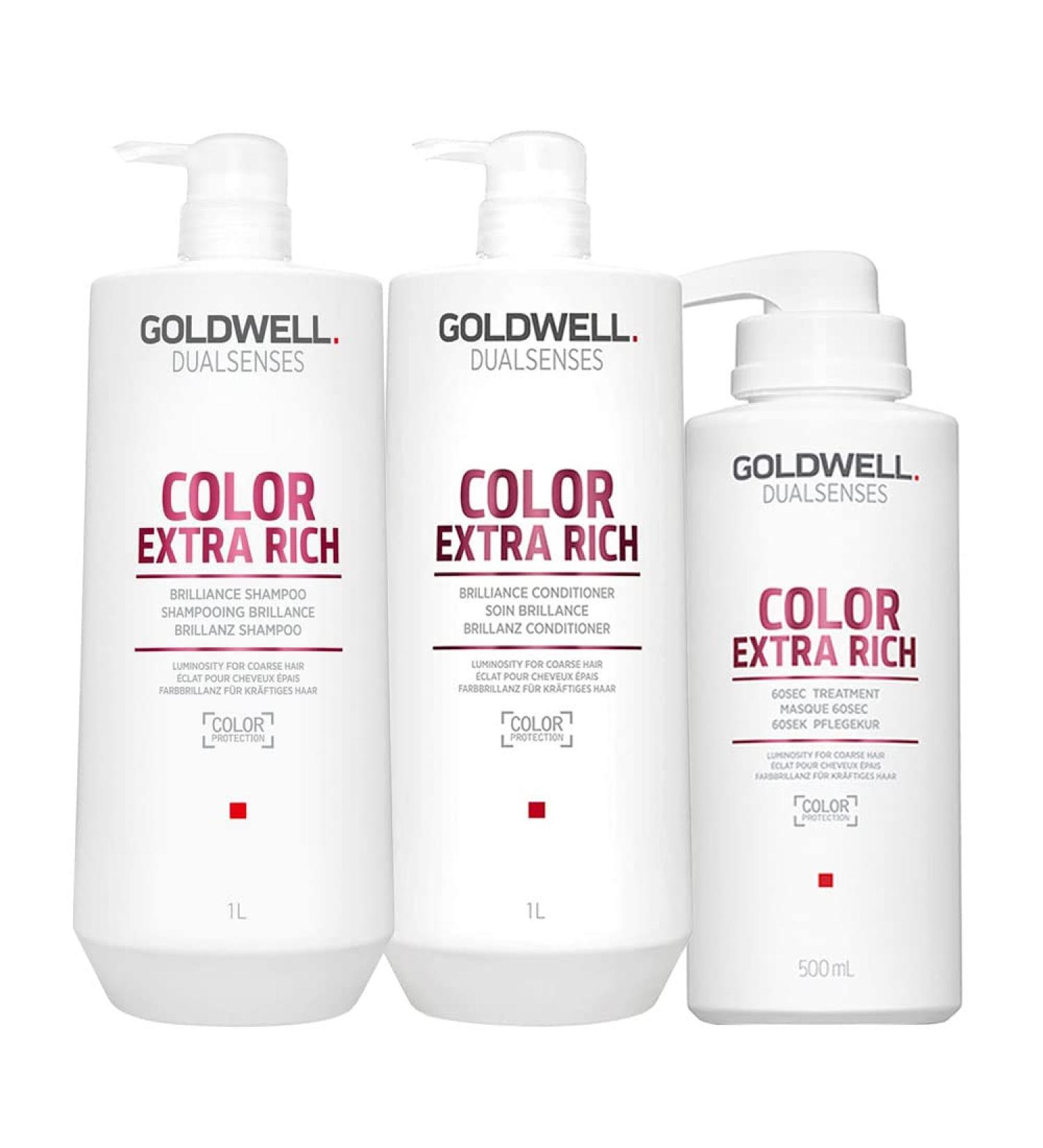 Goldwell Dualsenses Color Extra Rich Brilliance Shampoo 1000ml Conditioner 1000ml 60Sec Treatment 50