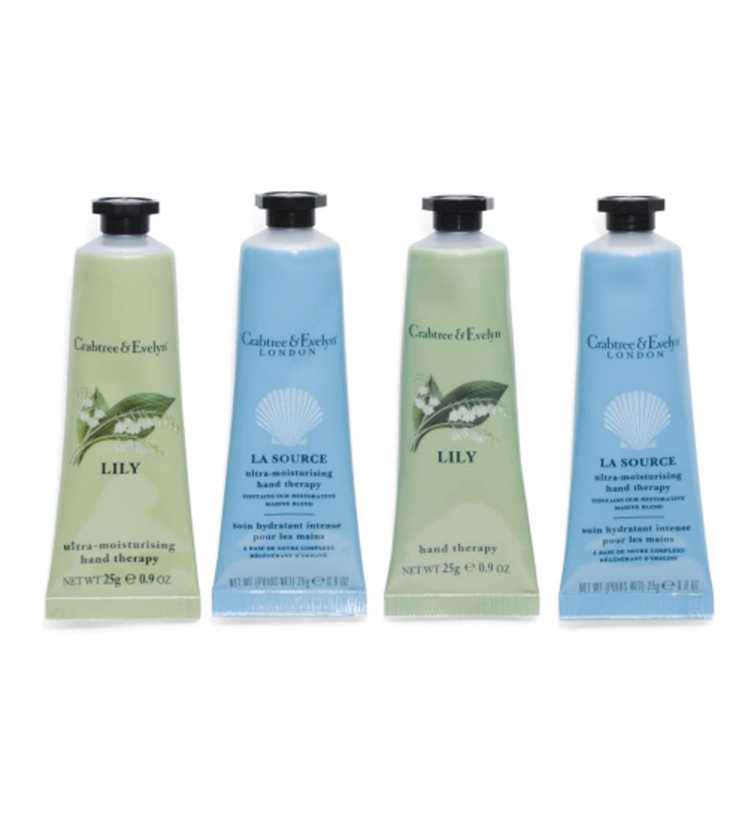Crabtree and Evelyn Hand Therapy Set La Source .9 oz and Lily Set of 4