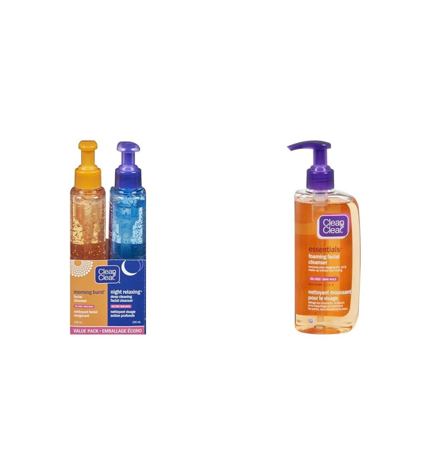 Clean & Clear morning burst/night relaxing day/night cleanser 2 pack & Essentials Foaming Facial Cleanser 235ml Day & Night Cleanser + Cleanser - Buy Online on GoSupps.com