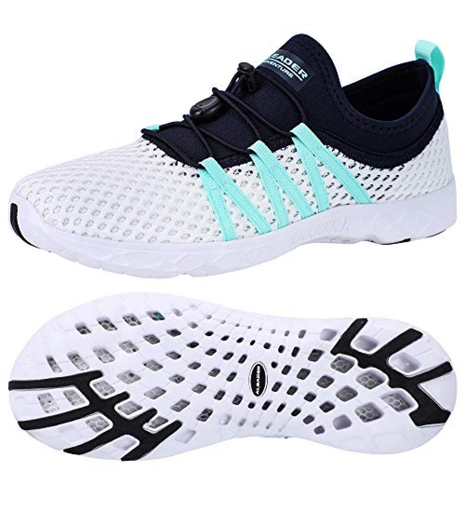 Aleader Women's Mesh Slip On Water Shoes 8 - White/Navy/Blue | Lightweight & Breathable - Buy Online on GoSupps.com