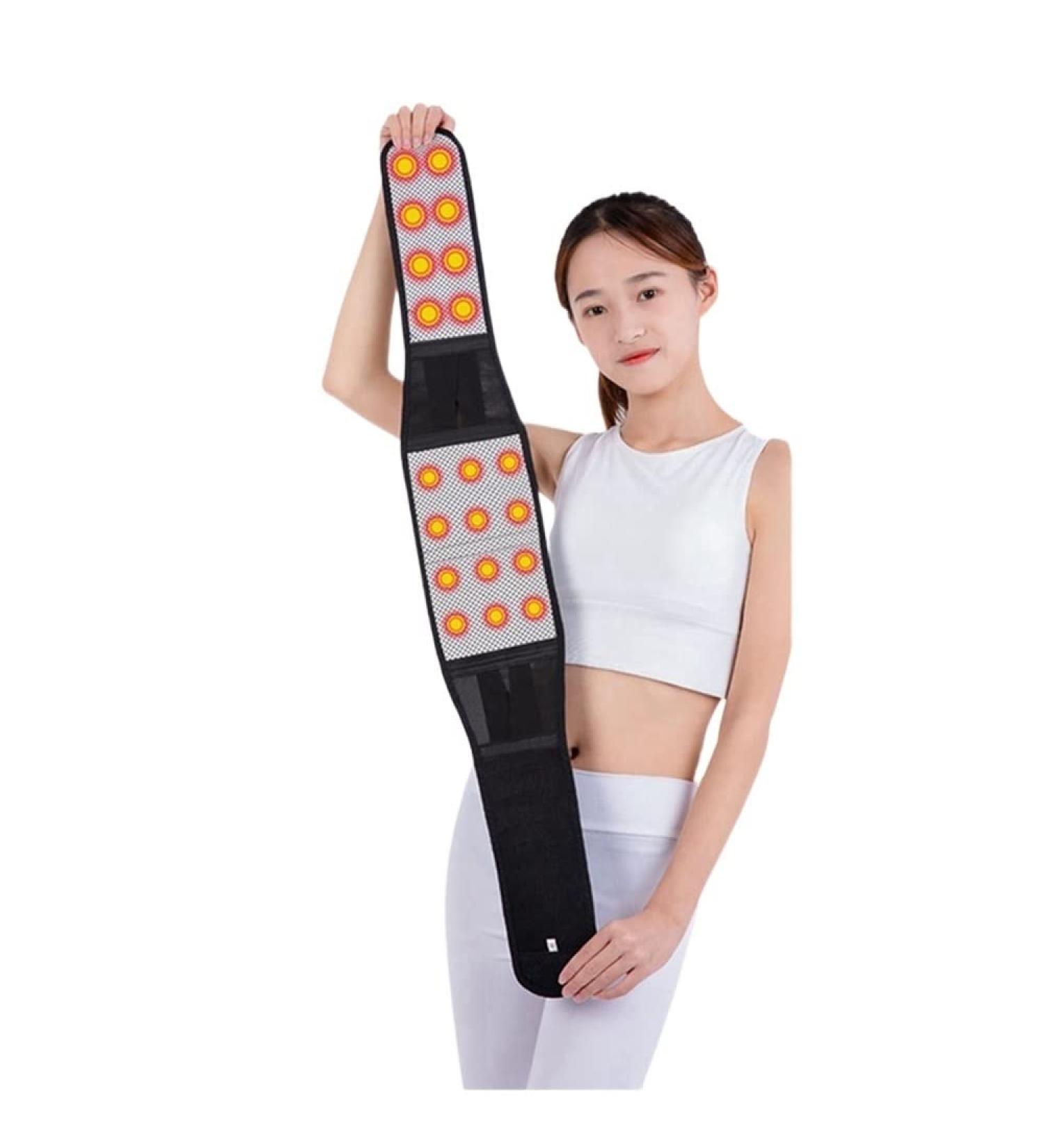 Self-Warming Tourmaline Waist Support Belt for Back Pain Relief - Adjustable Lumbar Decompression Belt for Men & Women - Black - Buy Online on GoSupps.com