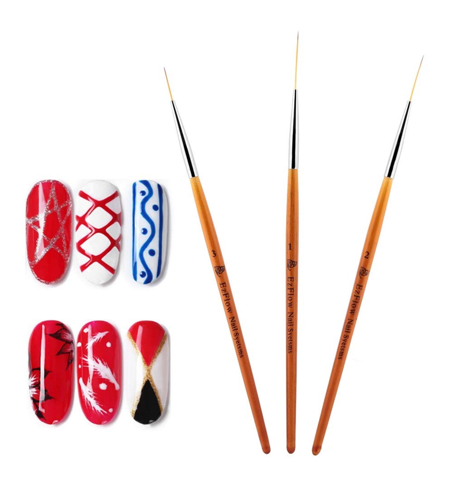 Nail Liner Brush Set - 3 Pieces Nail Art Drawing Tools for Fine Details Patterns & Flowers - International Shipping Available - Buy Online on GoSupps.com