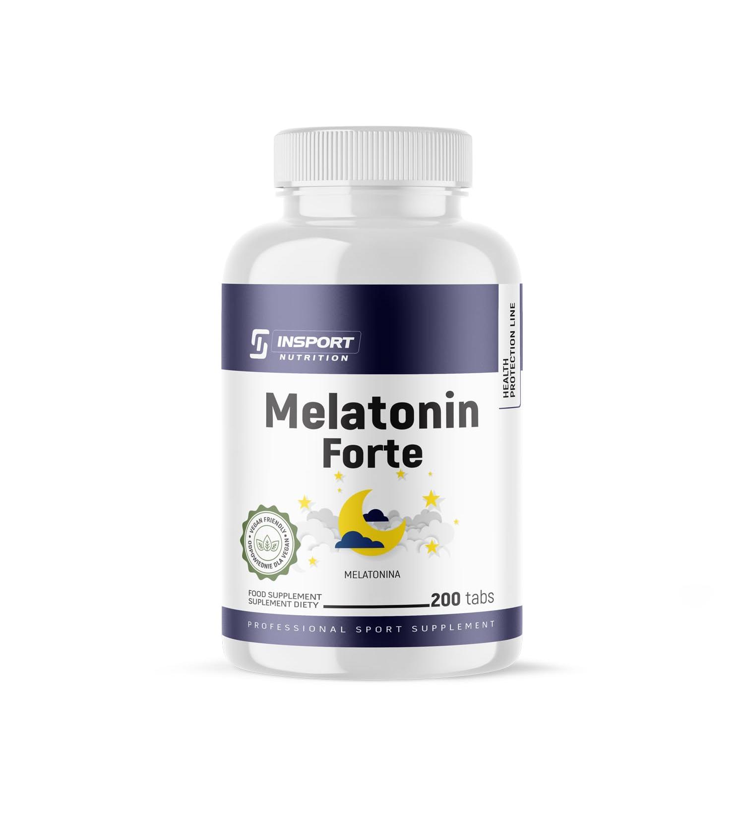 INSPORT Nutrition - Melatonin Forte - 5mg per tablet - 1000 Servings (200 Vegan tablets) - Heavily Dosed Sleeping Pill - Pure Composition - Buy Online on GoSupps.com