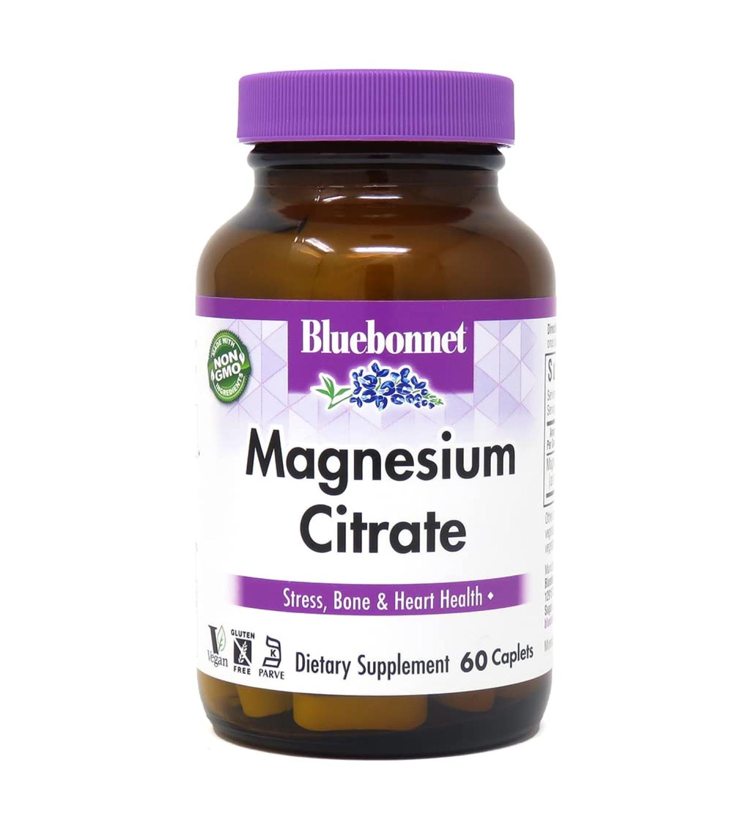 Bluebonnet Nutrition Magnesium Citrate 400 mg - 60 Caplets | Optimize Relaxation & Muscle Health - Buy Online on GoSupps.com