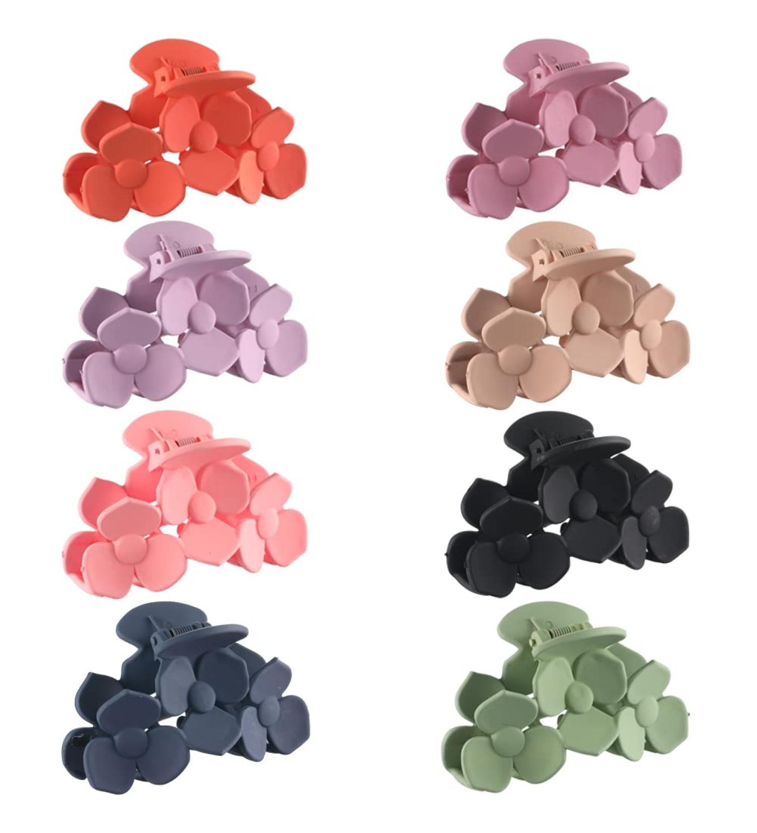 8 Pc She's Hui Non-Slip Jaw Clips for Thick Hair - Strong Hold Claw Clips for Long Hair | Trendy Flower Accessories for Women - Buy Online on GoSupps.com
