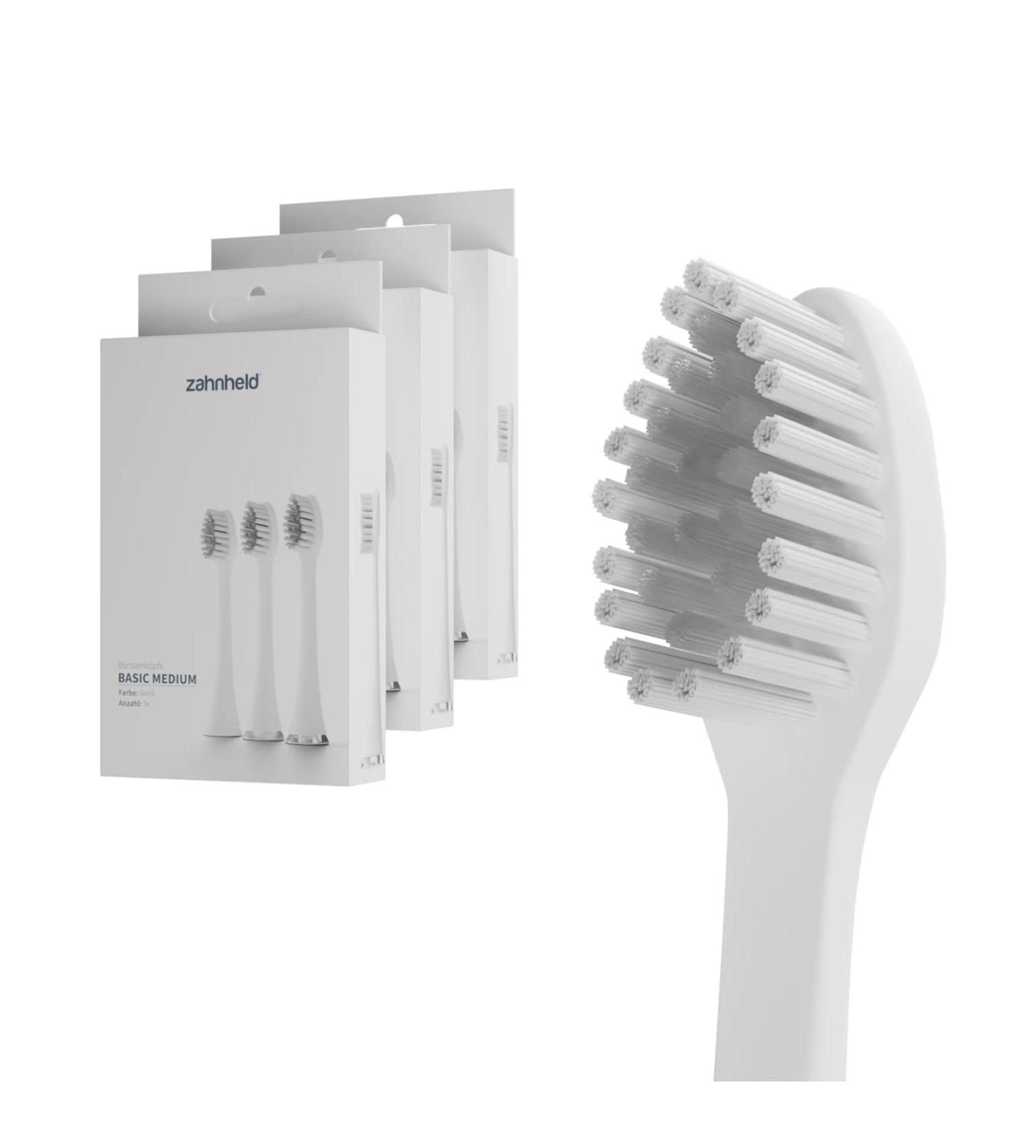 Zahnheld Brush Head Basic Medium - Replacement Brush Heads for Gero Schallzahnbrush | 9 Pack | Effective Cleaning in Eco-Friendly Packaging - Buy Online on GoSupps.com