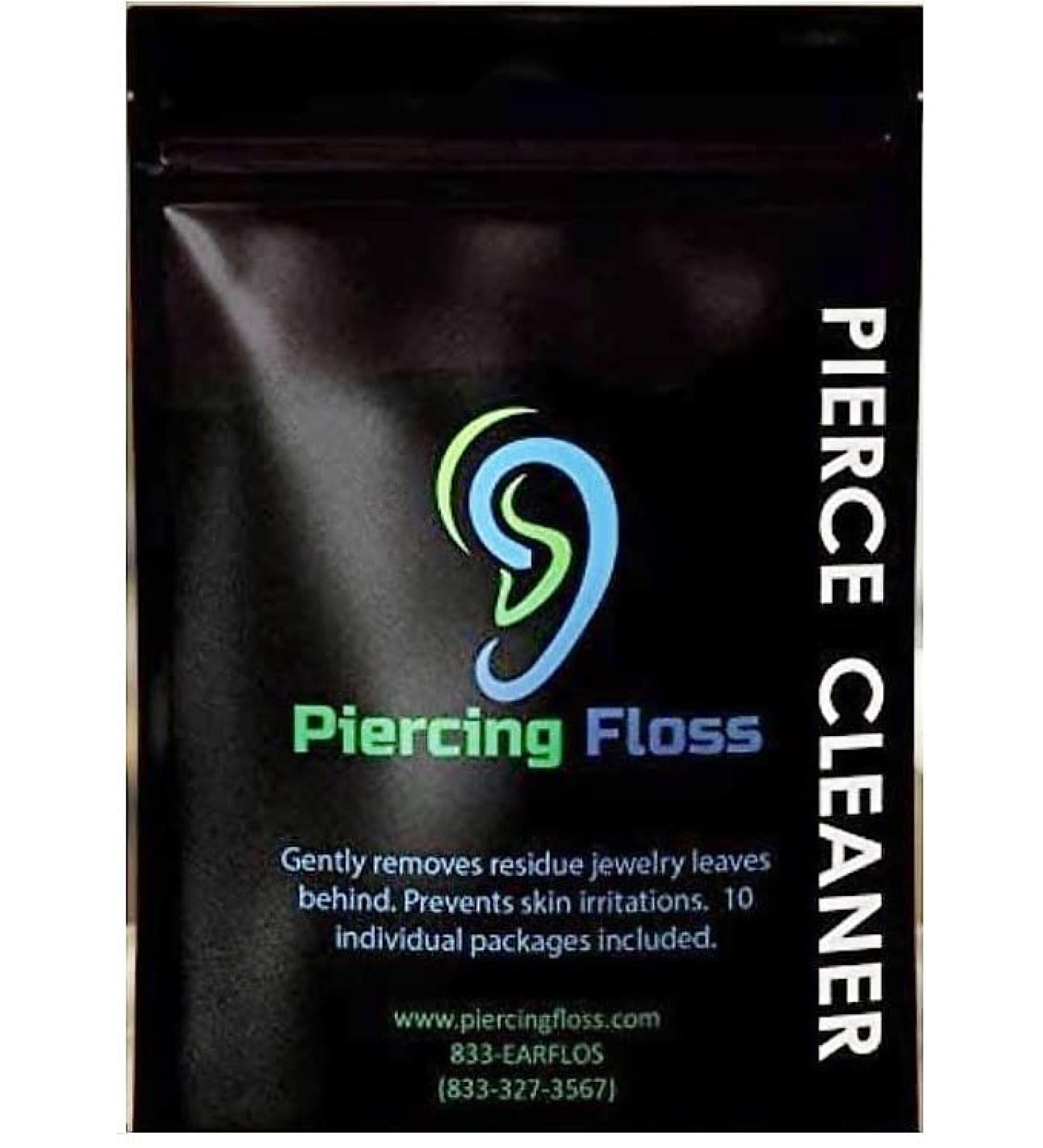 Piercing Site Cleaner Floss - USA-Made Aftercare for Ear, Belly, Nose, Nipple - Pack of 10 - Buy Online on GoSupps.com