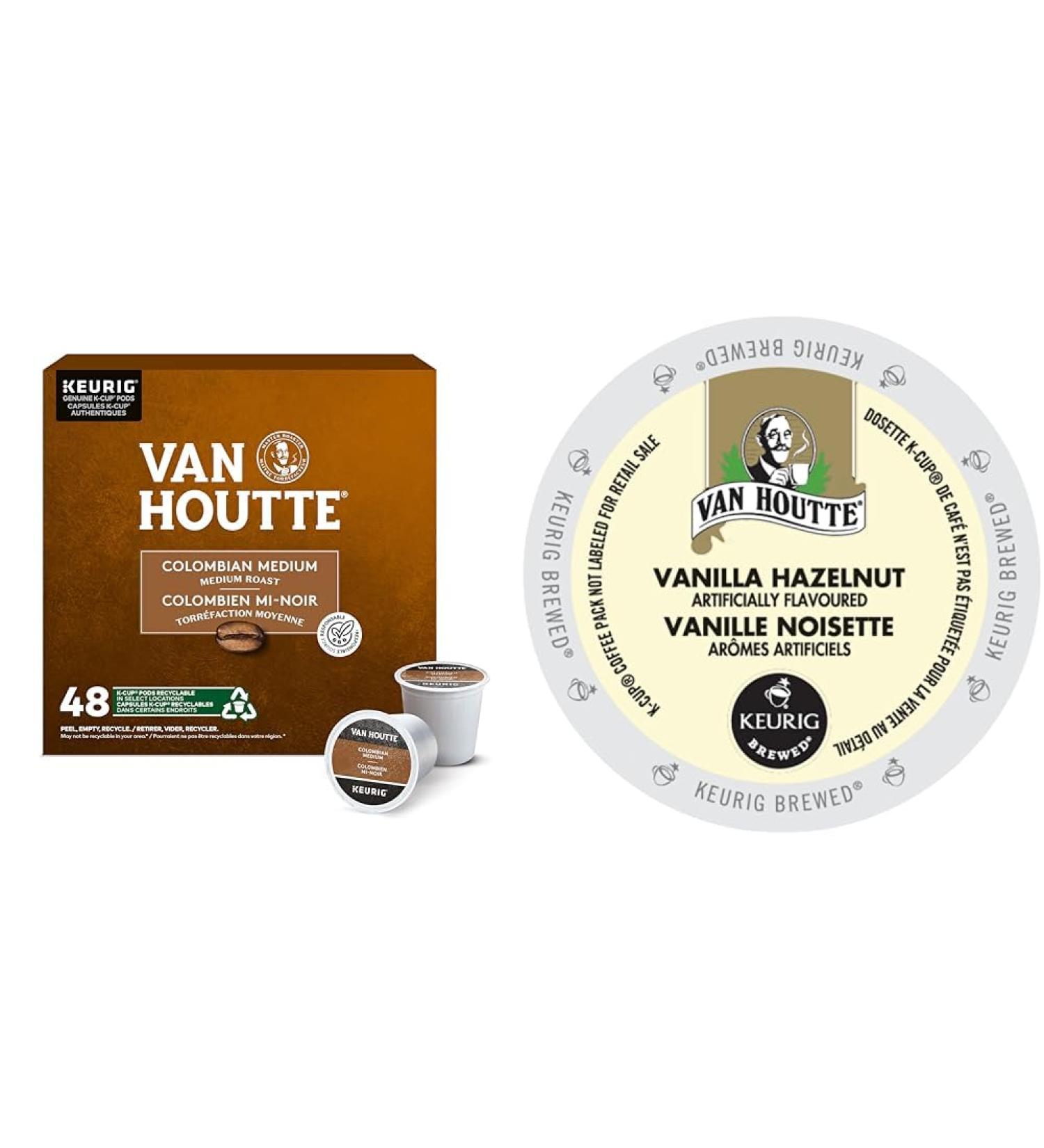 Van Houtte Colombian Medium Roast K-Cup Coffee Pods 48 Count For Keurig Coffee Makers & Vanilla Hazelnut K-Cup Pods 24 Pack - Buy Online on GoSupps.com