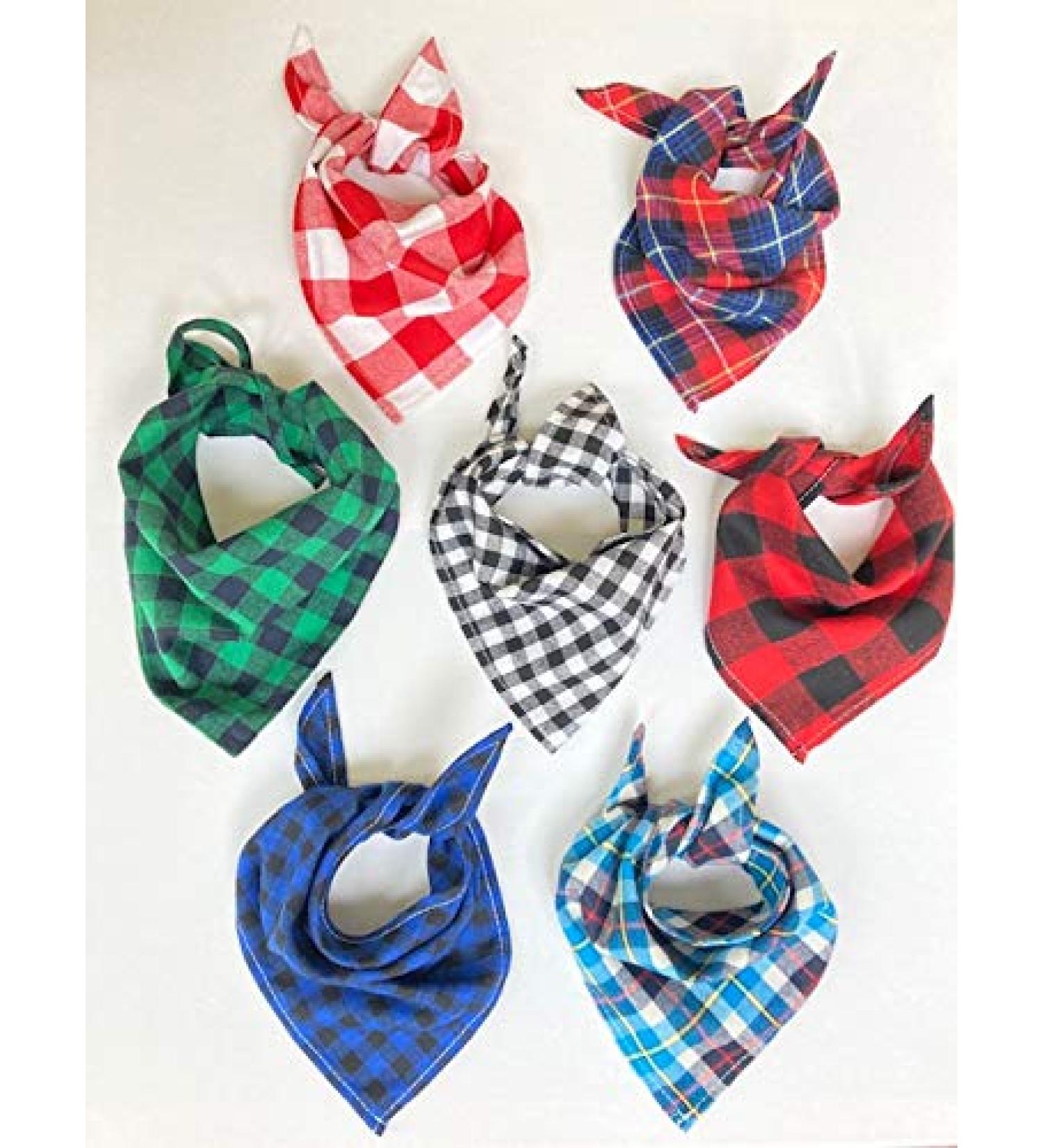 Tartan Check Dog Bandana Ties Like a Neckerchief Soft Cotton (Red & Blue Tartan) - Buy Online on GoSupps.com