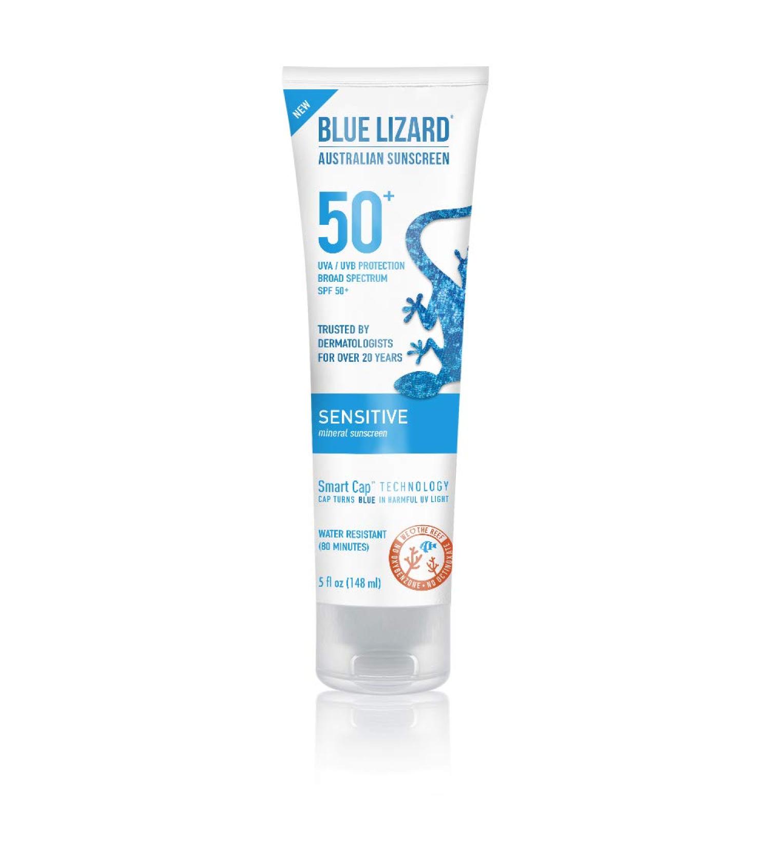 Blue Lizard Sensitive Mineral Sunscreen SPF 50+ with Zinc Oxide - Water Resistant UVA/UVB Protection - Fragrance Free - 5 Fl Oz (Pack of 1) - Buy Online on GoSupps.com