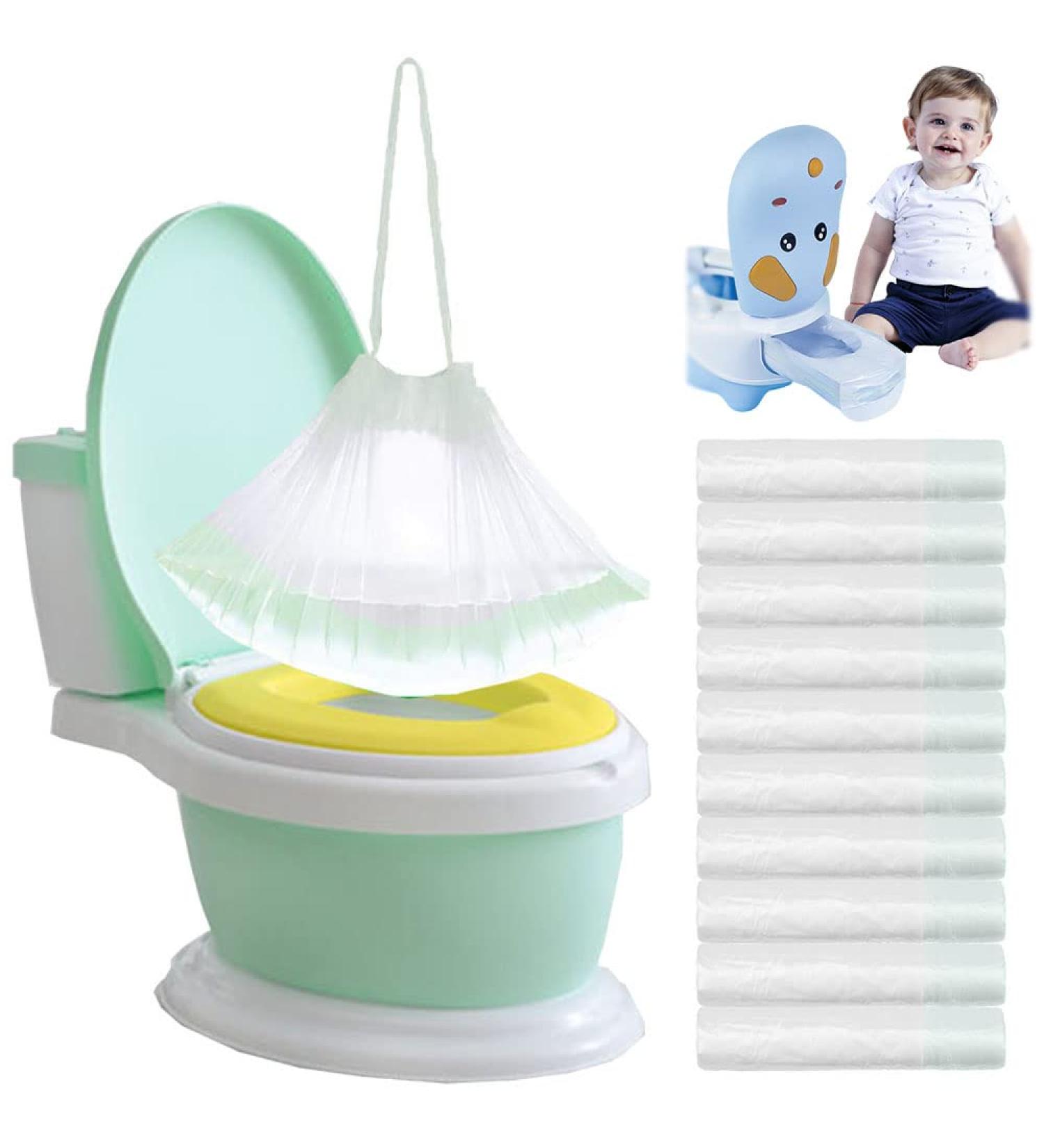 100 Pack Disposable Potty Chair Liners - Drawstring Training Toilet Seat Bags for Kids - Ideal for Outdoors & Travel - Buy Online on GoSupps.com