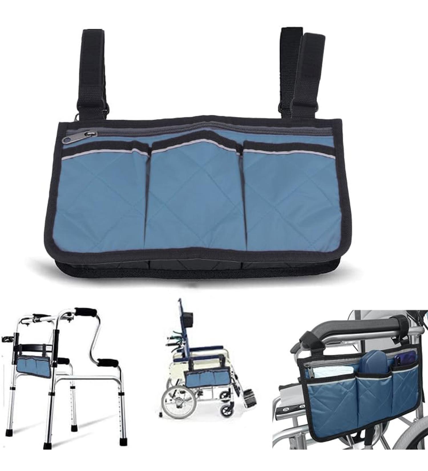 Wheelchair Side Storage Bag Wheelchair Side Organizer Storage Bag Wheelchair Pouch Bag with Cup Holder Armrest Accessories fit for Most Rollator Walkers Electric Wheelchairs. (blue) - Buy Online on GoSupps.com