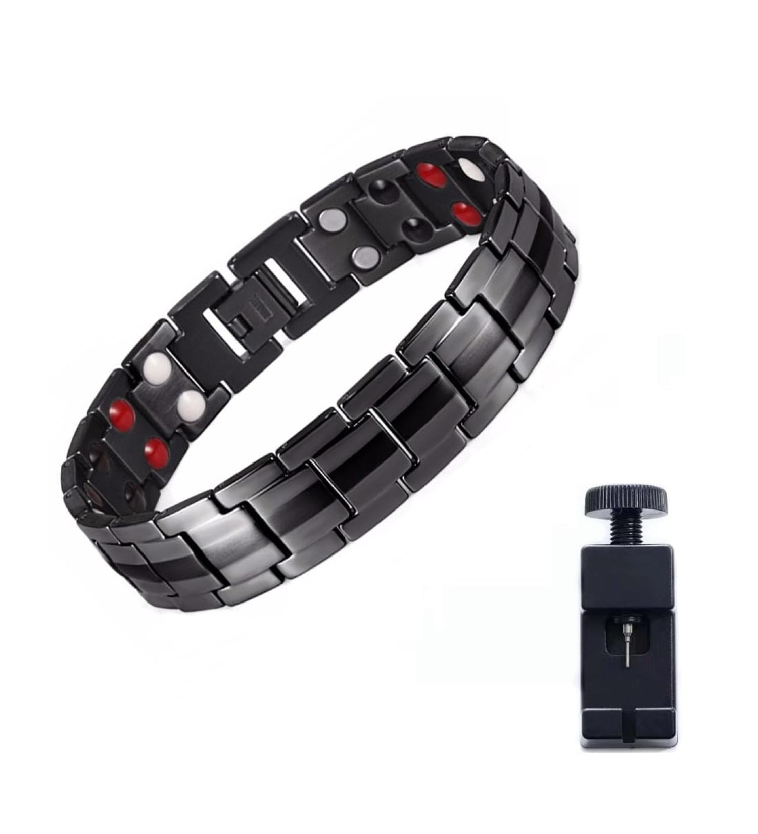 Buy Gobfar Titanium Magnetic Bracelet for Men | Ultra-Strength Adjustable Healing Bracelet with Magnetic Tape - Buy Online on GoSupps.com