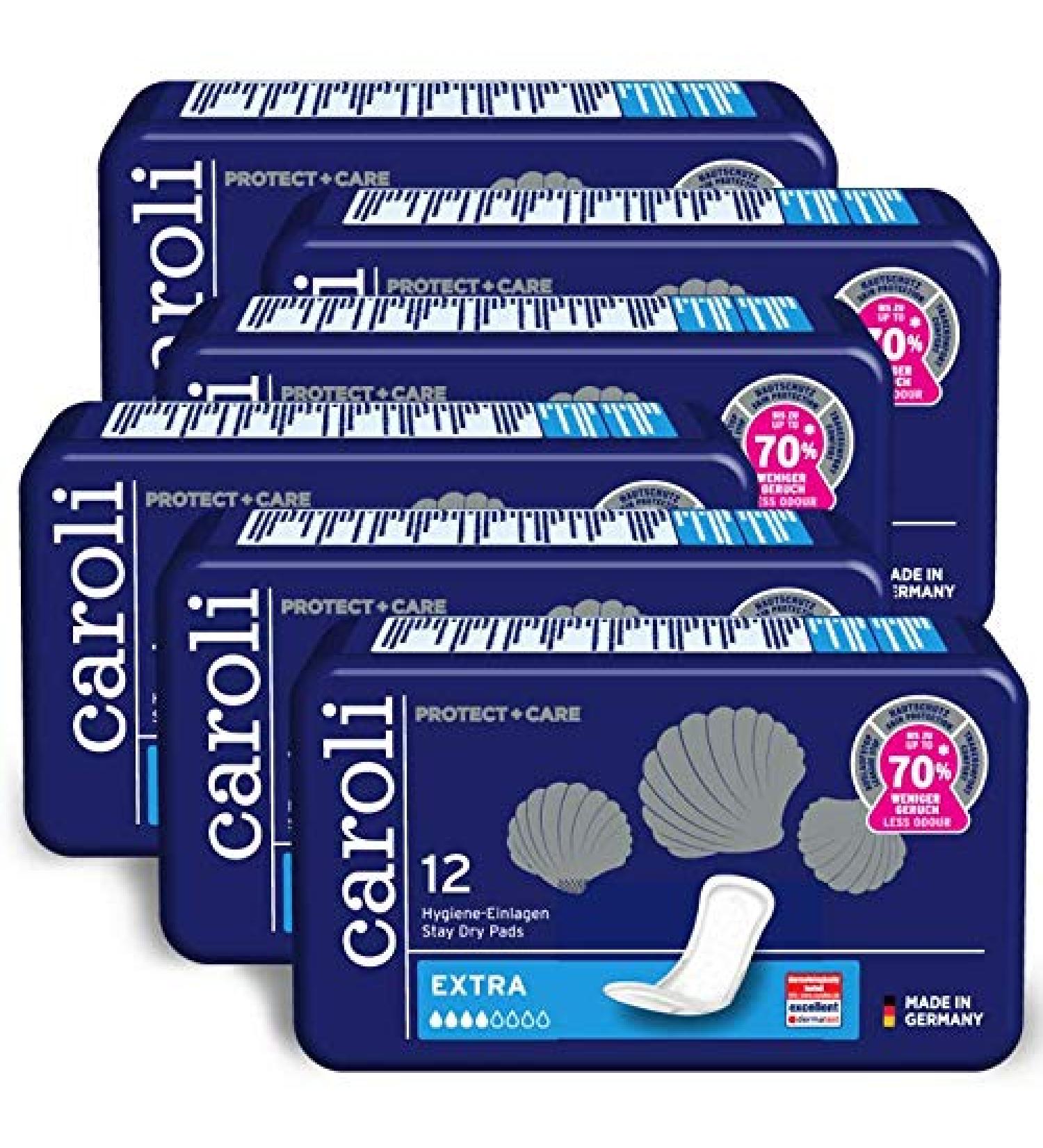 Caroli Protect + Care Hygiene Pads - Value Pack (Extra 6 x 12 Pieces) | Made in Germany - Shop Internationally - Buy Online on GoSupps.com
