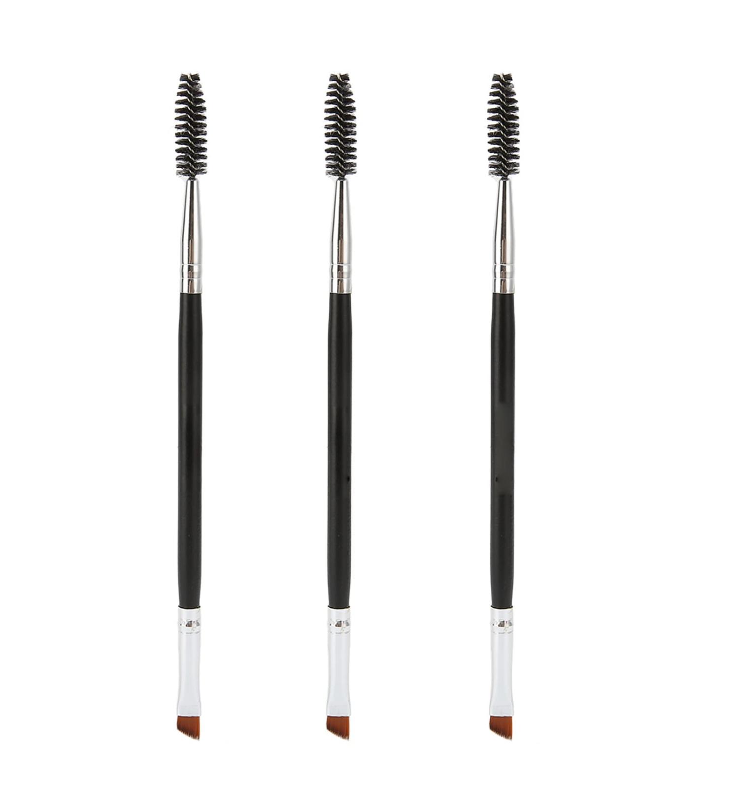 3Pcs Dual Brow Brush Set | Two-Headed Portable Professional Angled Eyebrow Brush for Beauty & Travel | International Shipping Available - Buy Online on GoSupps.com