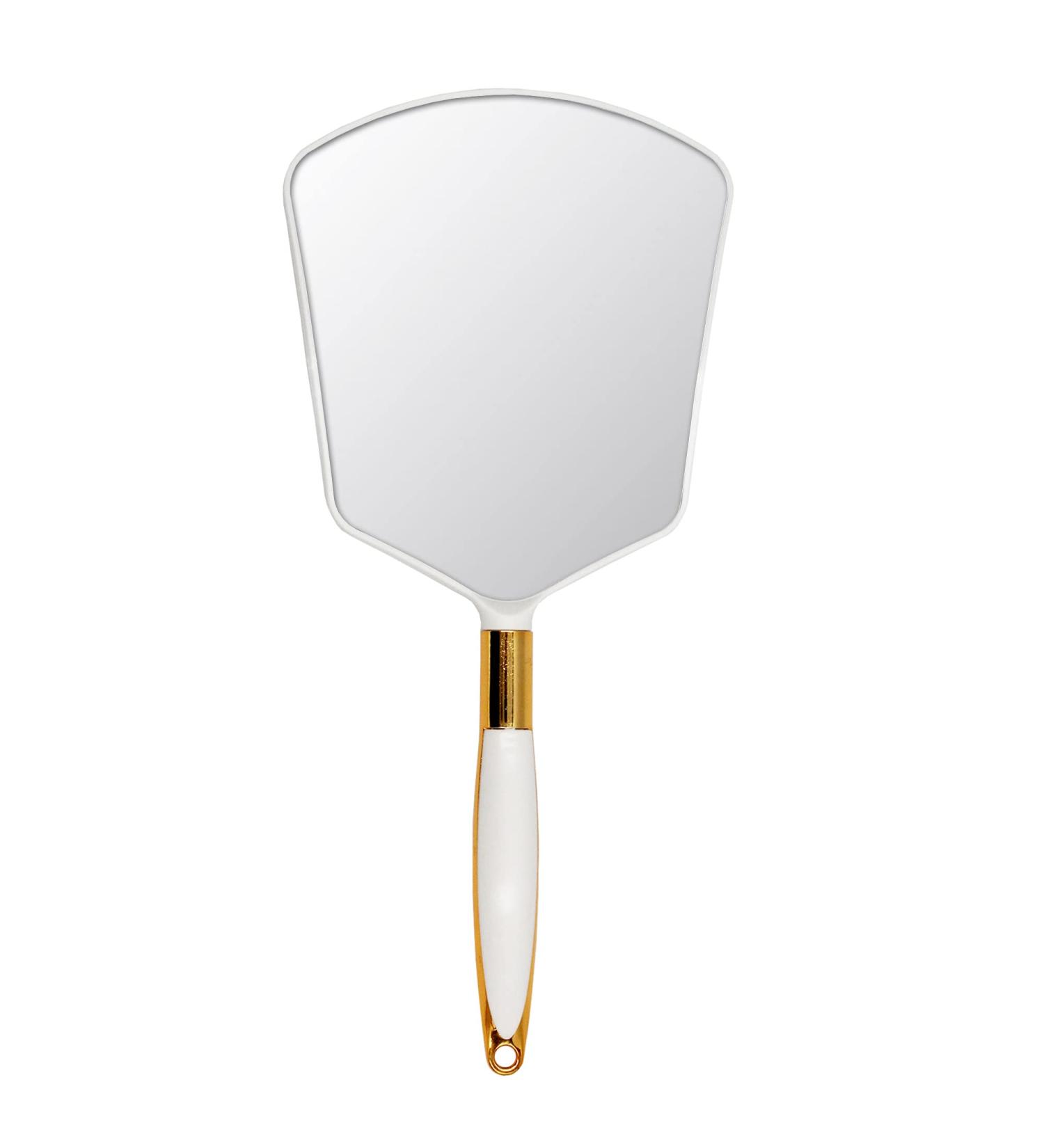 Eaoundm Hand Held Mirror with Handle - Makeup and Barbers Haircut Mirror for Bathroom, Bedroom, Home, and Salon - 6X6.8 inch White - Buy Online on GoSupps.com