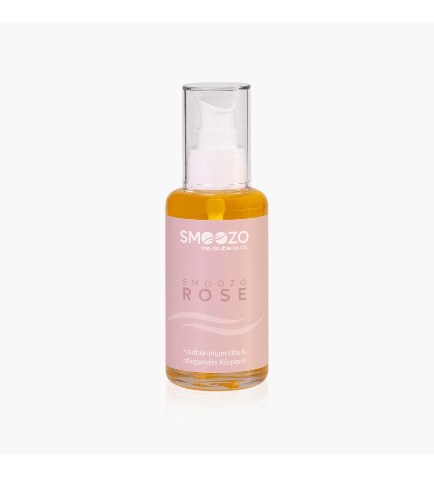 Smoozo Vegan Body Care Oil 100ml - Natural Massage & Skin Tightening Oil for Dry Skin - Perfect After Shaving (Rose) - Buy Online on GoSupps.com