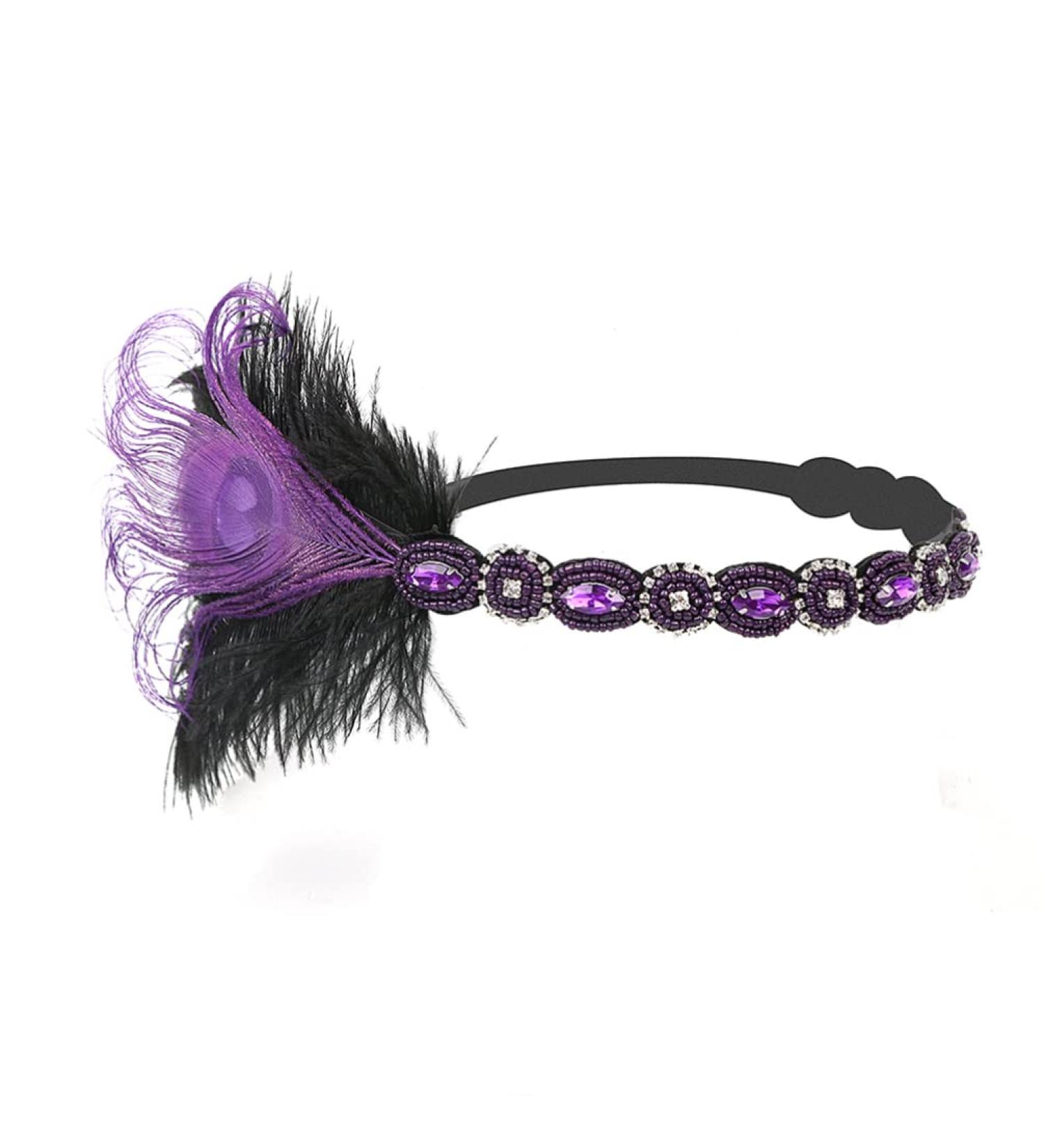 Luxshiny Flapper Headband 1920s Confidence Bridal Headpieces for Wedding 1920s Accessories for Women Great Headband 1920s Flapper Headband Purple Bride Kitten Beaded - Buy Online on GoSupps.com