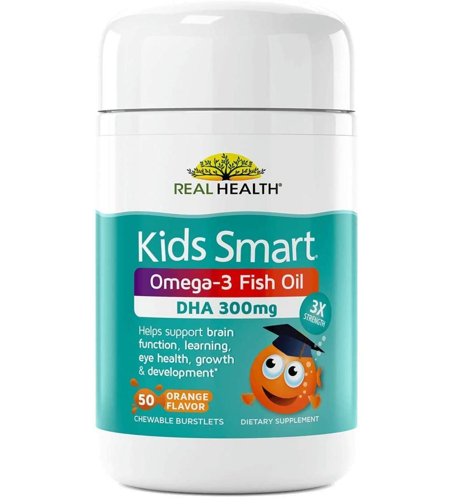 Real Health Kids Smart DHA Omega-3 Chewables - 50 Count | Supports Child Brain Health | Natural Supplement - Buy Online on GoSupps.com