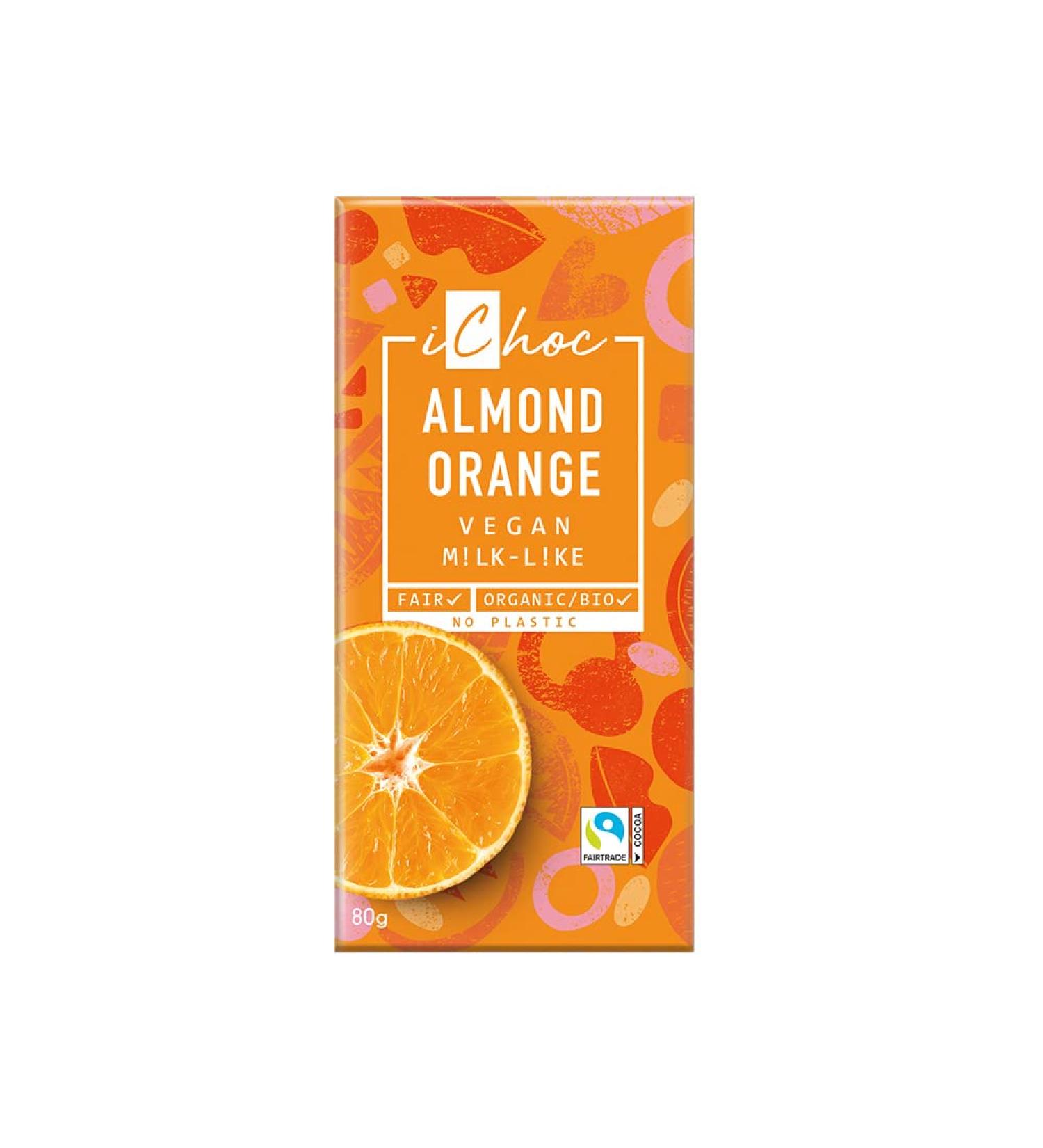 iChoc Almond Orange 80g | Vegan Chocolate (Pack of 10)