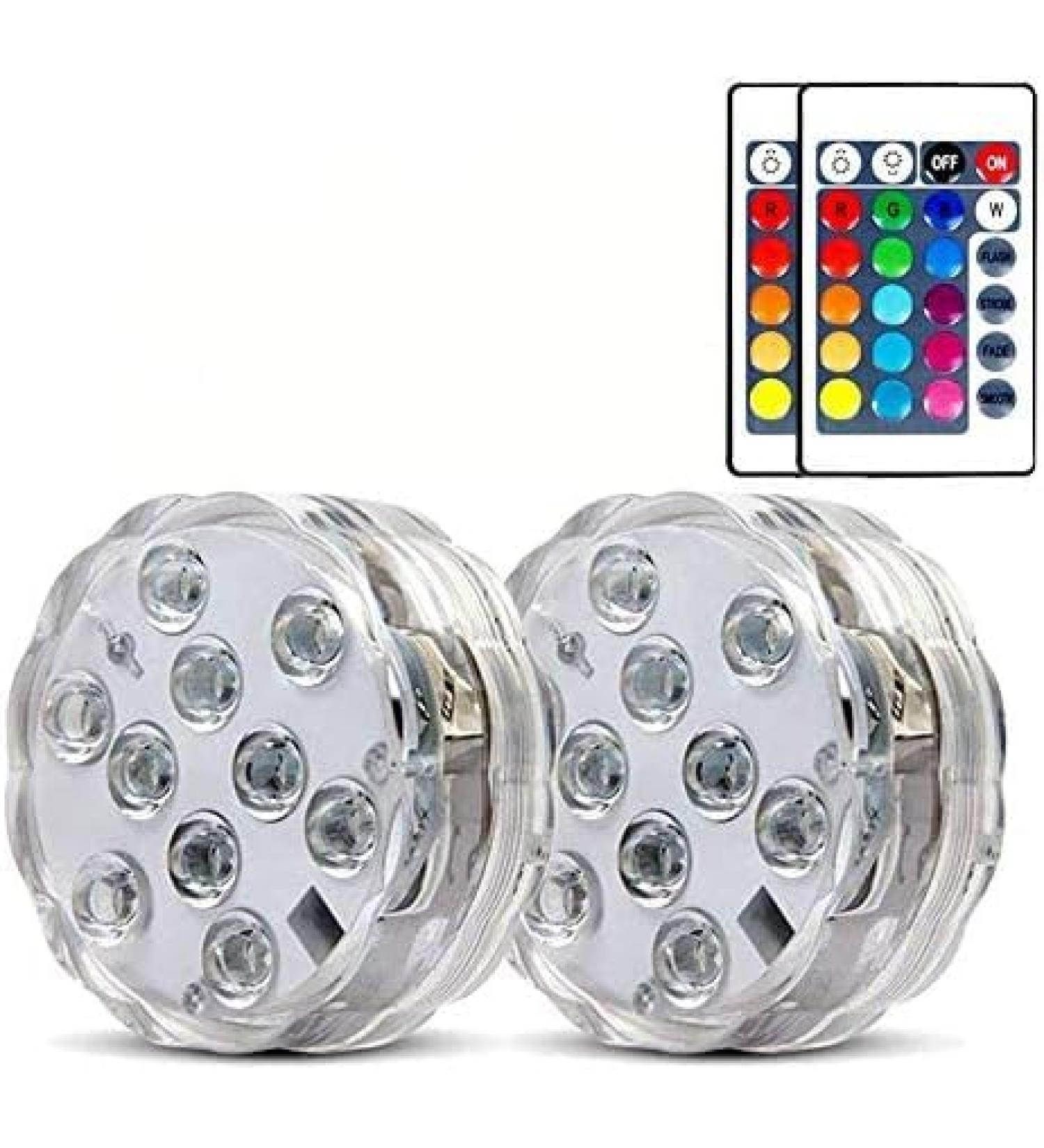 Anzin Underwater LED Pool Lights with Remote Control - 2 Waterproof RGB Color-Changing Lights for Spa Aquarium Wedding Decor - Buy Online on GoSupps.com