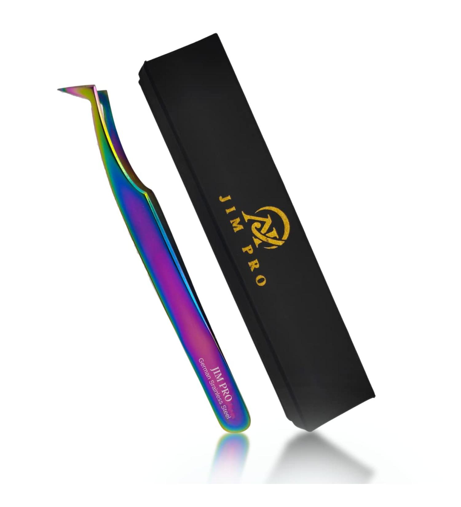 JIM PRO Volume Lash Tweezers | Anti-Slip Grip | Professional 100% German Stainless Steel | For Classic and Volume Fans | Multicolor | 1 PCS - Buy Online on GoSupps.com
