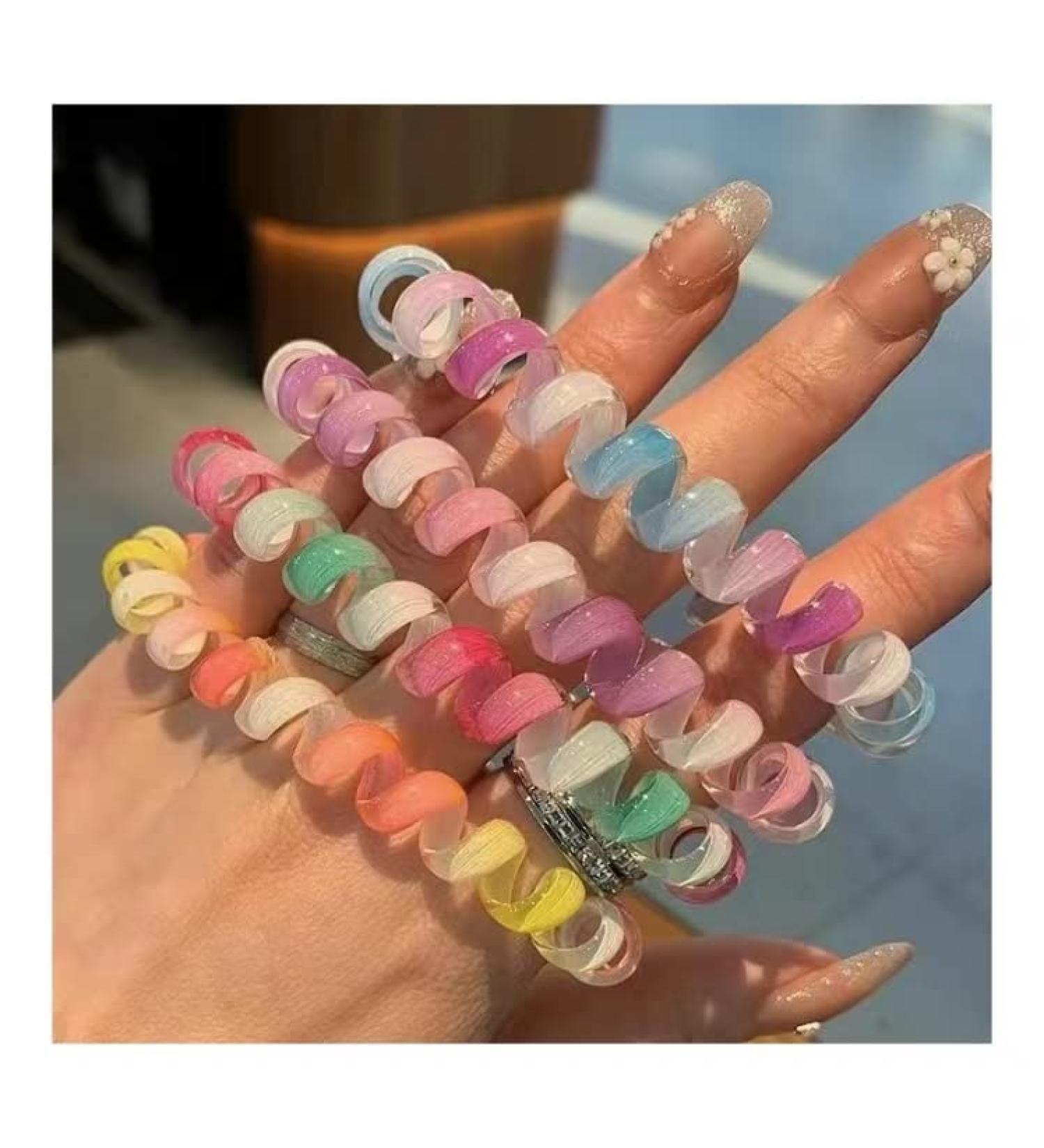 Iridescent Spiral Hair Ties - 4Pcs Phone Cord Coiled Hair Ties for Thick Hair - Buy Online on GoSupps.com