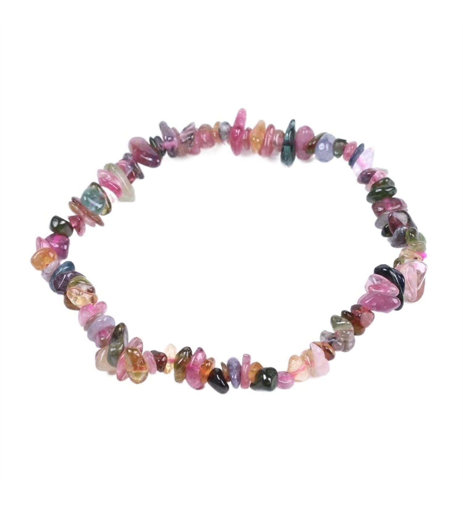 Bracelets Black Pink Tourmaline Bracelet Colorful Natural Gem Stone Chip Beads Crystal Bracelets Lucky Energy Protection Jewelry