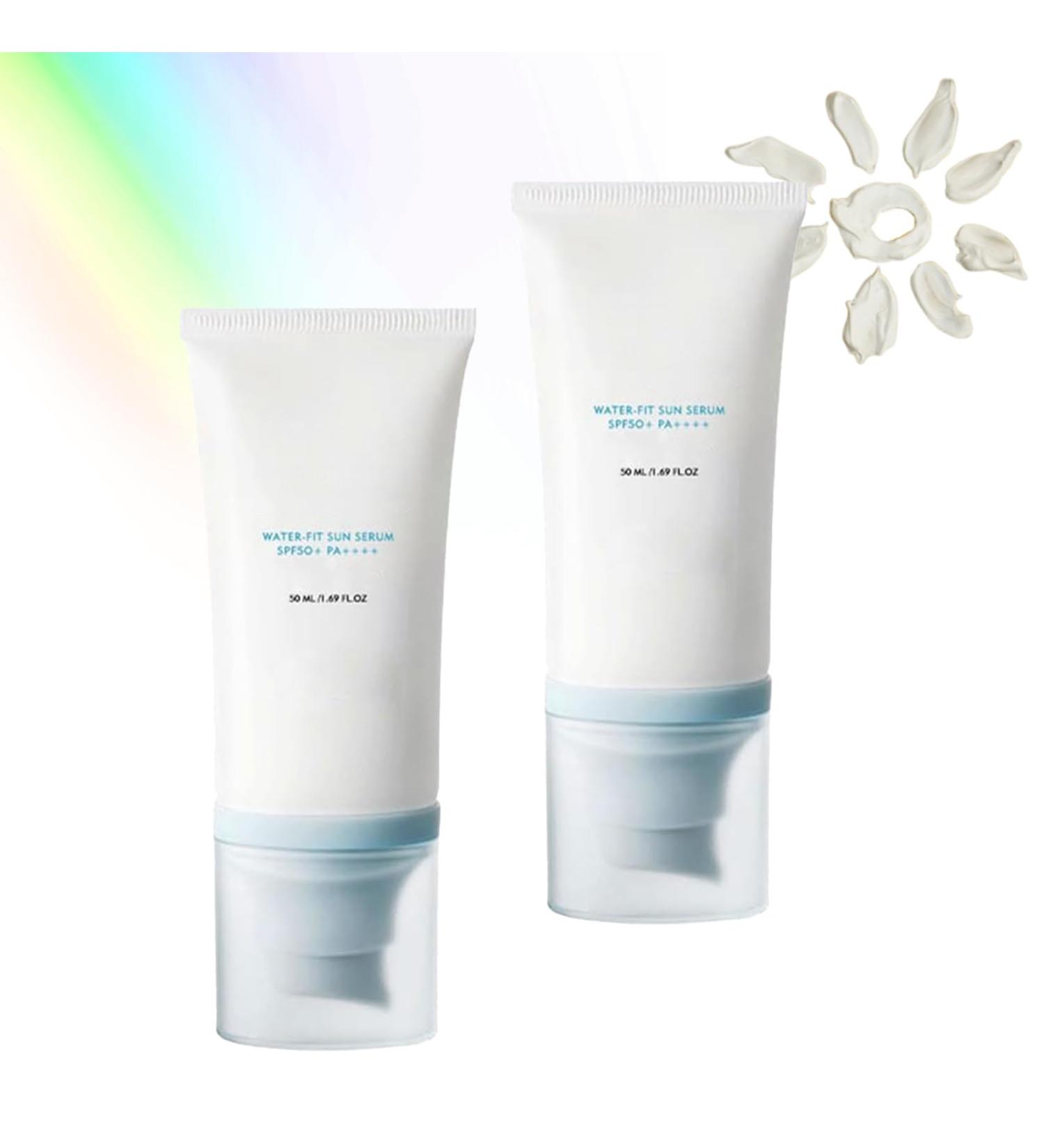 Sunscreen SPF 50 - Water-fit Sun Serum Korean Sunscreen Water-Fit Sun Serum SPF50+ PA++++ No Sticky Refreshing Universal Sunscreen UV Defense (2PC) - Buy Online on GoSupps.com