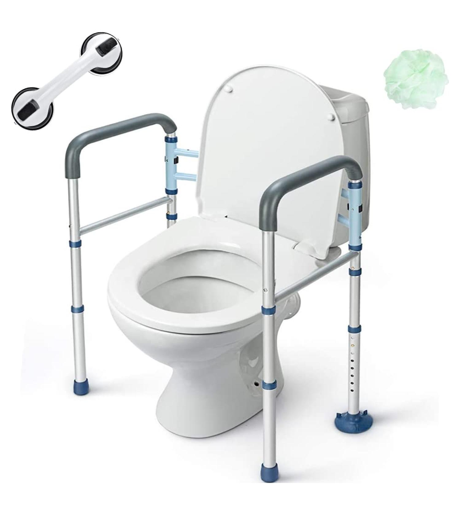 GreenChief Stand Alone Toilet Safety Rail - Heavy Duty Frame for Elderly & Disabled - Freestanding Handrails with Free Grab Bar - Buy Online on GoSupps.com