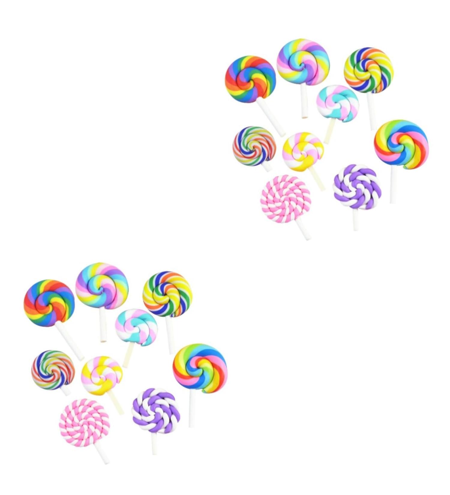 SHINEOFI 24pcs Lollipop DIY Beads Flat Back Lollipop Candy Flatback Pacifier Charms Phone Case Ornaments Charms Gummy Candy Lollipop Candy - Buy Online on GoSupps.com