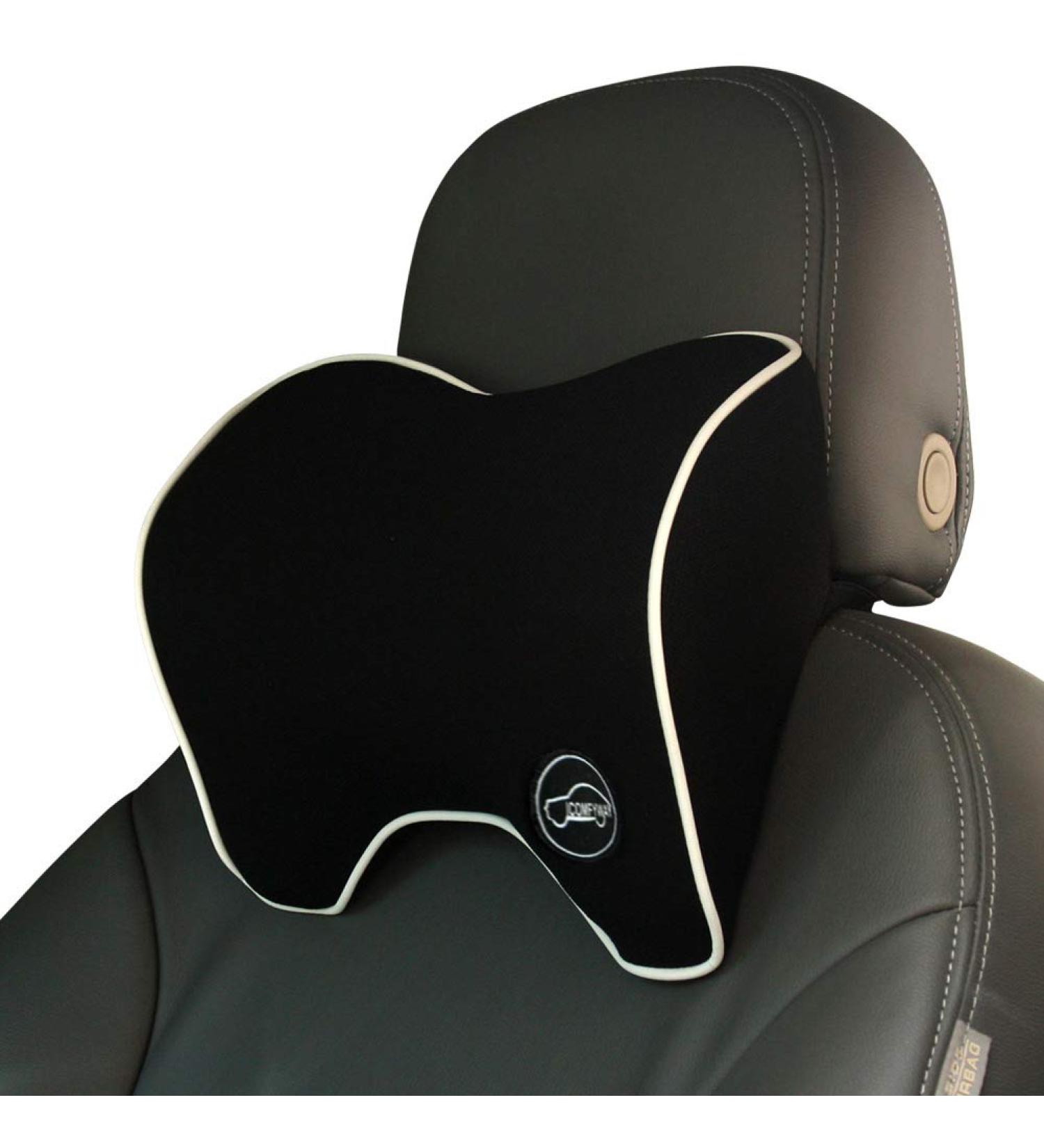 ICOMFYWAY Car Neck Support Pillow - Memory Foam Headrest for Neck Pain Relief While Driving - Black - Buy Online on GoSupps.com