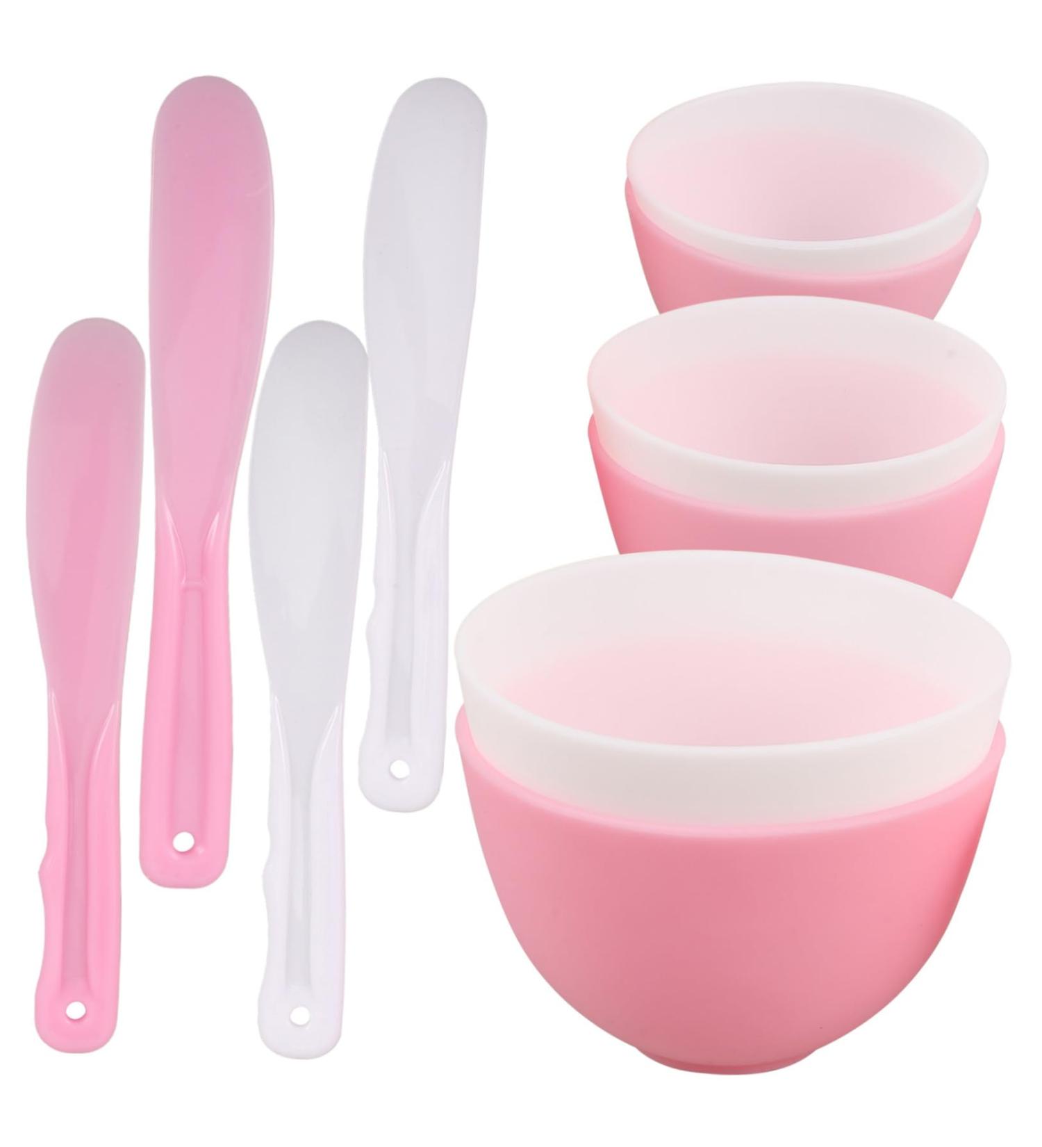 Vaguelly Bol de M lange Silicone pour Masque Facial Souple Applicateur Compact pour Usage Domestique et Voyage Ensemble DIY de Rose et Blanc - Buy Online on GoSupps.com