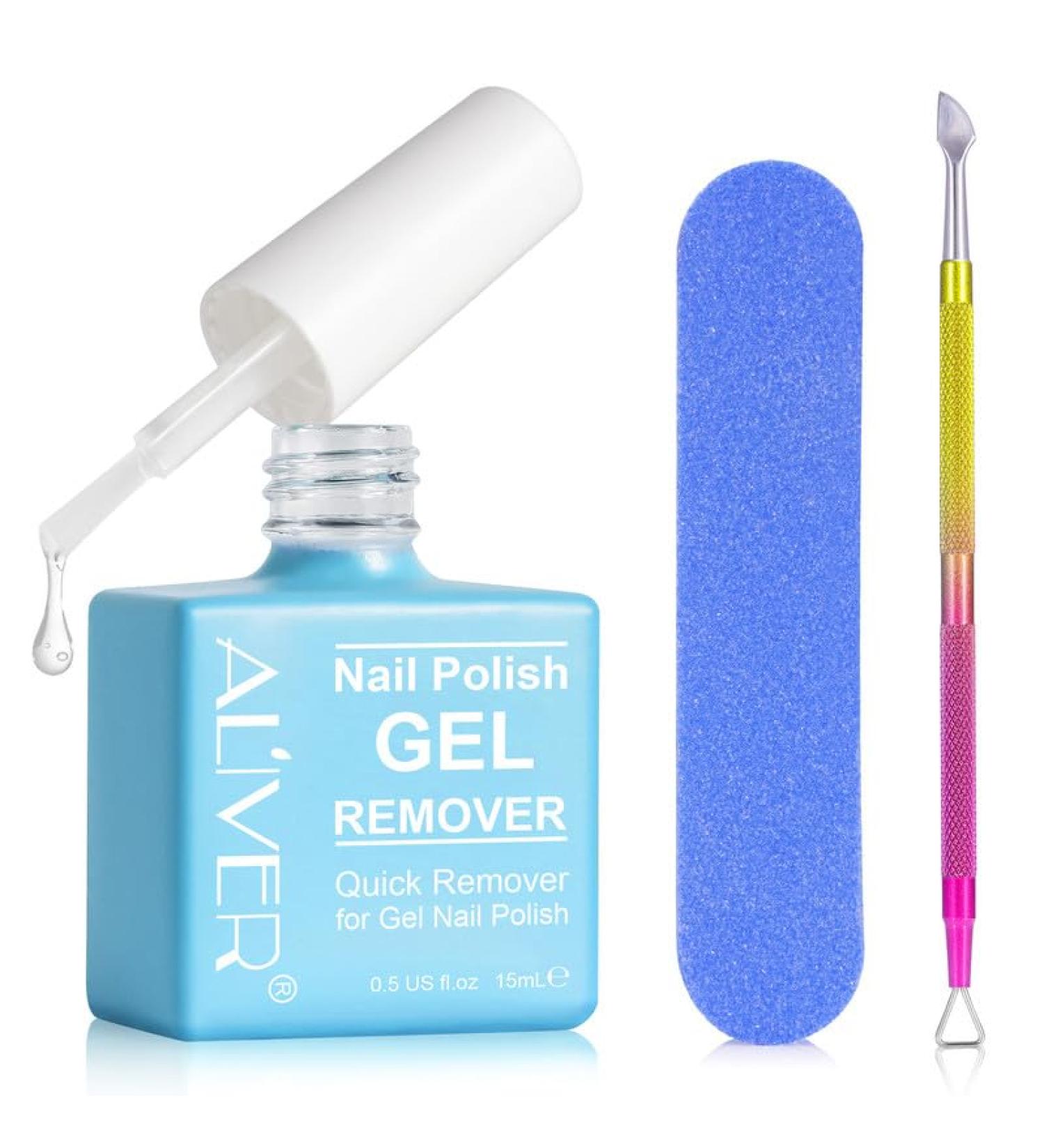 Gel Nail Polish Remover Set - Quick Peel Off in 3-5 Min | Safe for Gel & Acrylic Nails with Sponge File & Scraper - 3 Piece Essential Kit - Buy Online on GoSupps.com