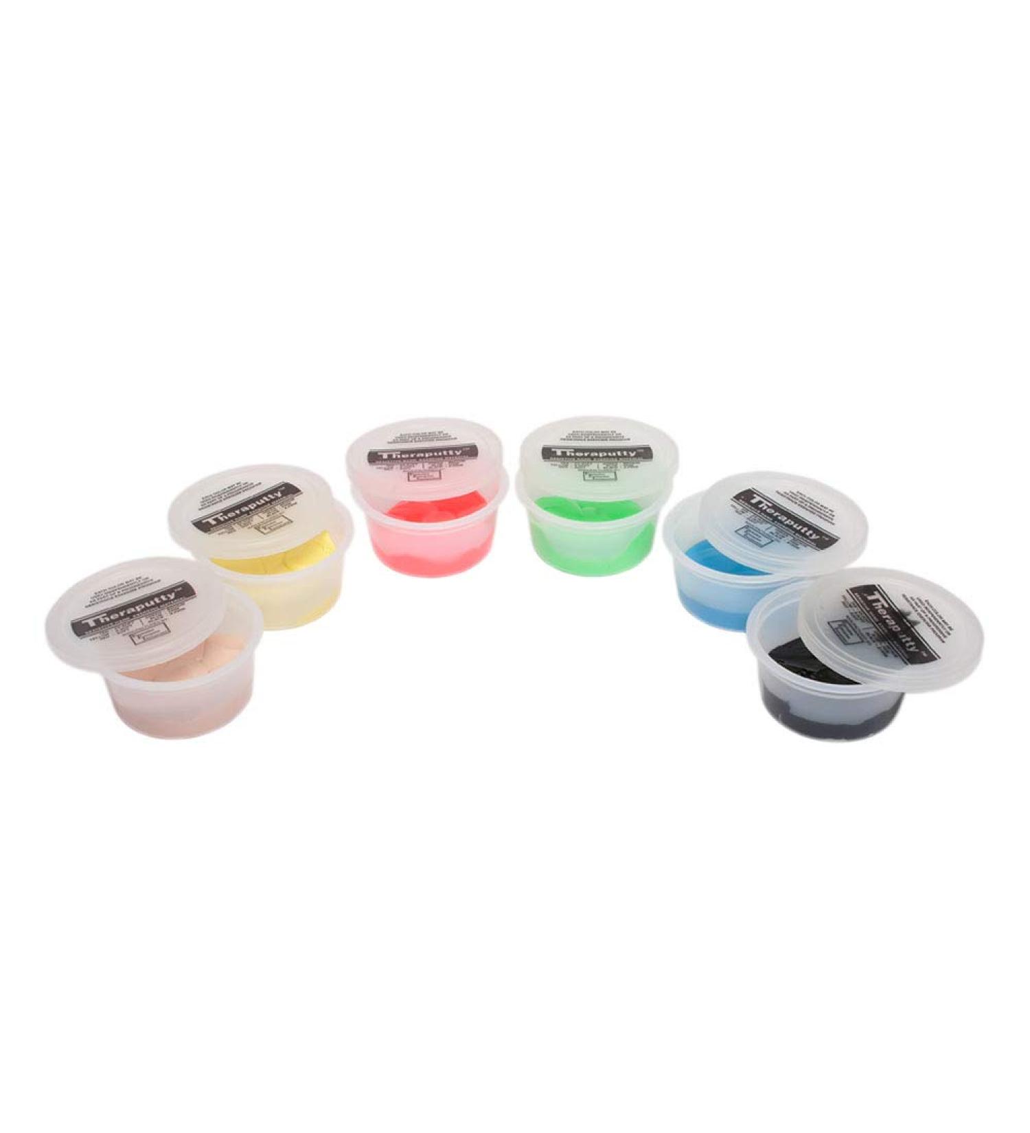 Fabrication Enterprises CanDo Theraputty Exercise Material - 2 oz - 6-Piece Set (Tan-Black)