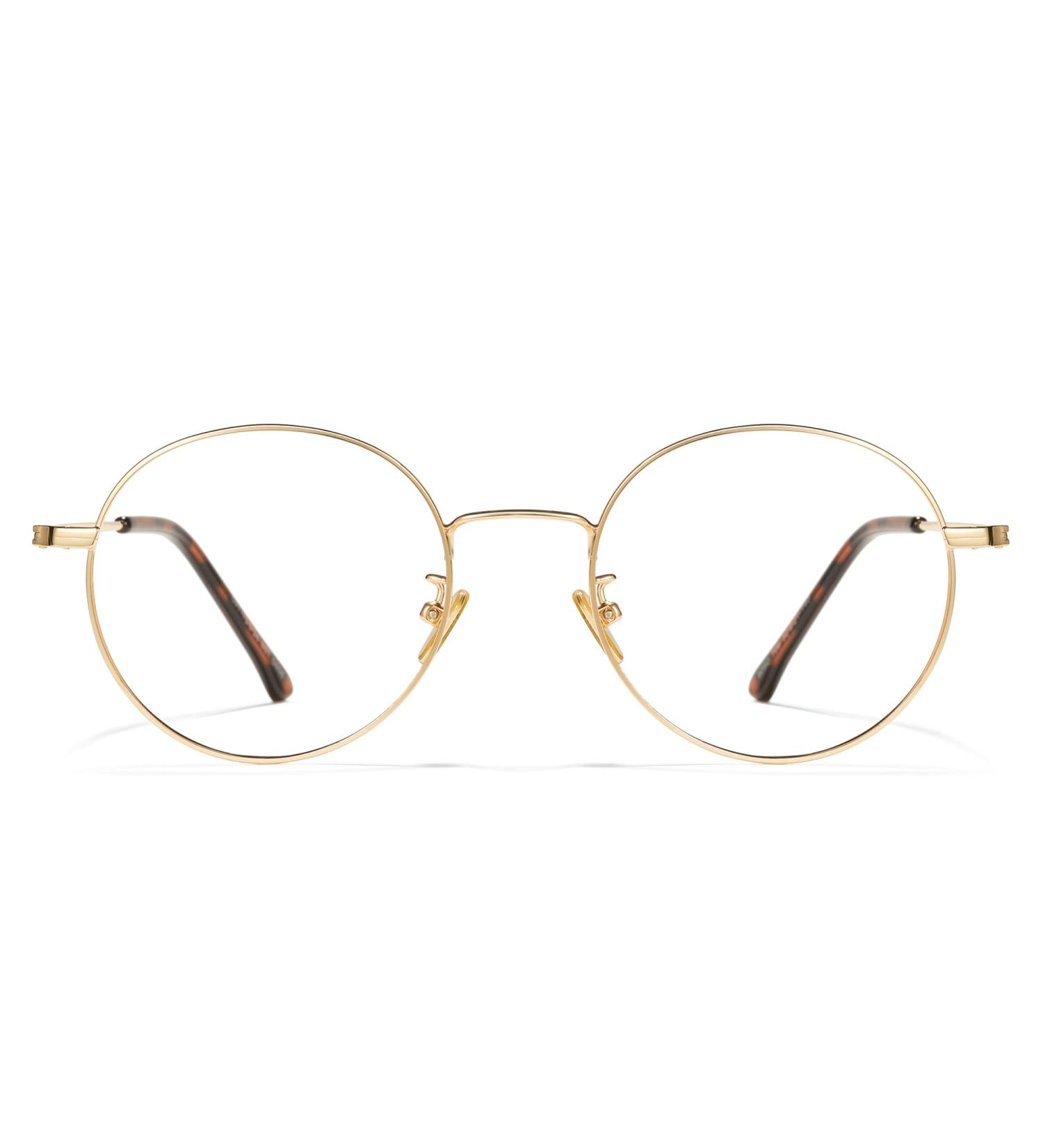 Cyxus Round Wire Frame Blue Light Glasses - UV Blocking Computer Eyewear for Men and Women - Gold - Buy Online on GoSupps.com