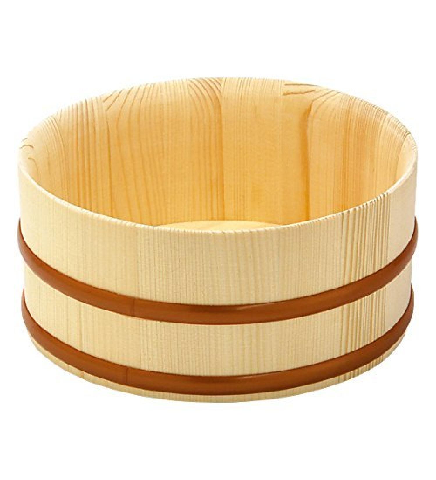 Yamako Japanese Bath Bucket Thin Top Type 83827 - Natural Wood Made - Buy Online on GoSupps.com