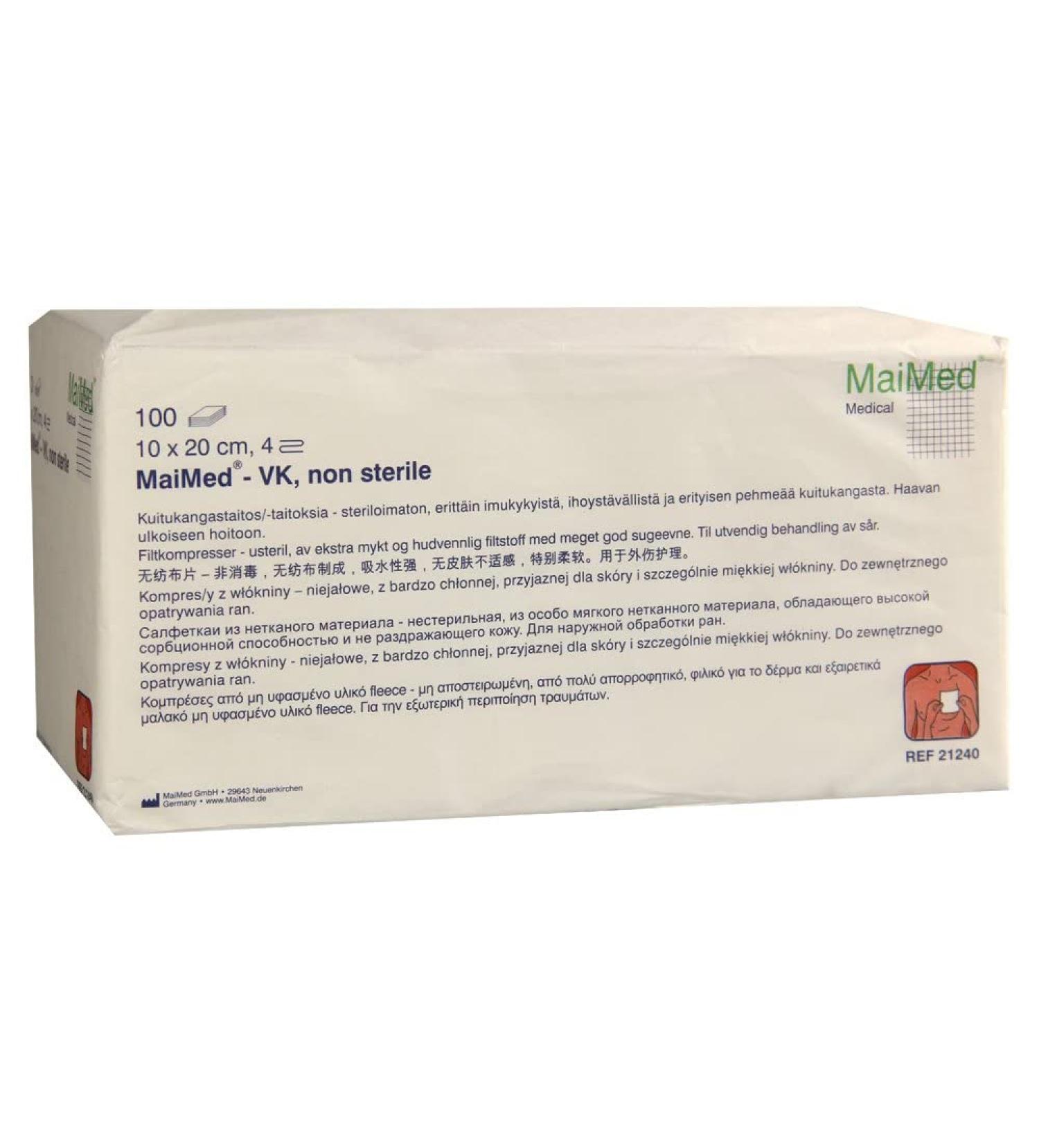 Maimed fleece compresses 10x20 Unsteril - 100 Unsterratile fleece compresses - wound base not adhesive - wound compresses gauze bandage material 10 x 20 cm