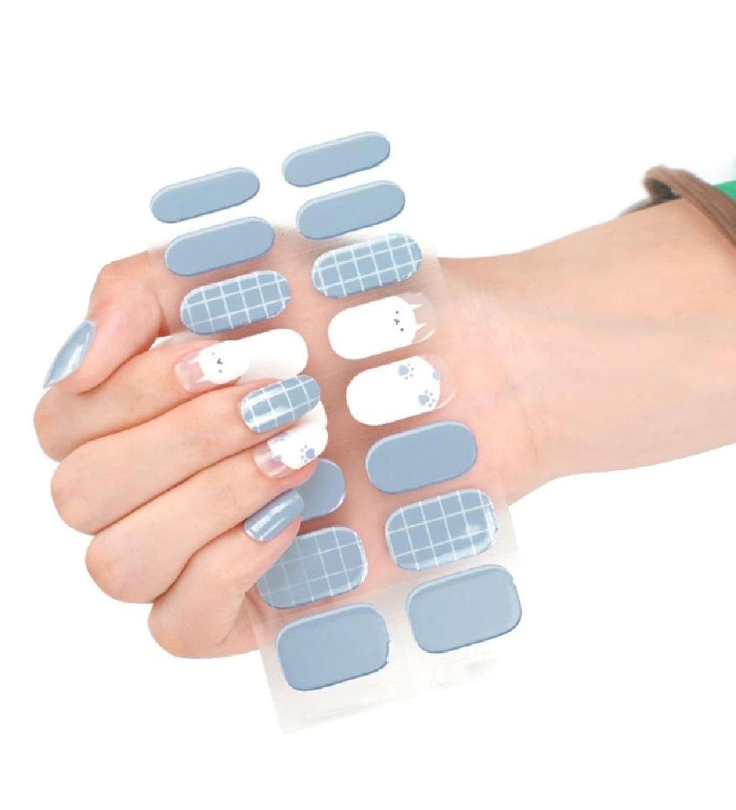 Shinycome 16Pcs Adhesive Full Wrap Gel Nail Art Sticker Waterproof Gel Nail Wrap Semi Cured Gel Strips Nail Decals Semi Cured Gel Nail Strips Pedicure Semi Cured Gel Nail Strips Starter Kits Semi Uv - Buy Online on GoSupps.com