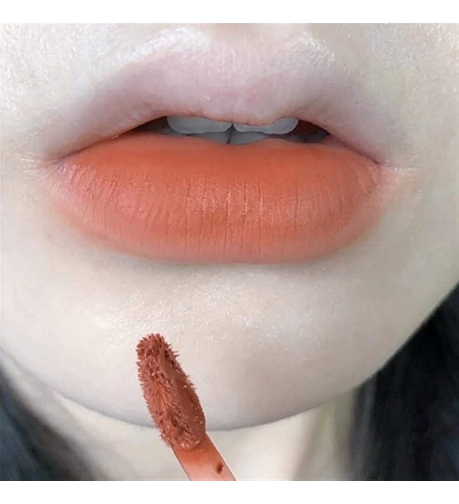 BADALO Velvet Mist Water Mist Lip Mud Soft Silky Matte Matte Vegan White NonStick Lip Gloss Lip Glaze Lipstick Color 5Autumn Sweet Persimmon