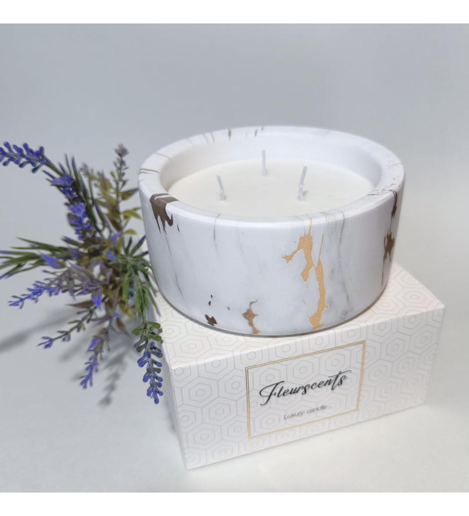 Luxury Lavender Candle - 3-Wick Marble Jar | Scented Relaxation Gift for Women | Aromatherapy & Stress Relief Home Decor - Buy Online on GoSupps.com