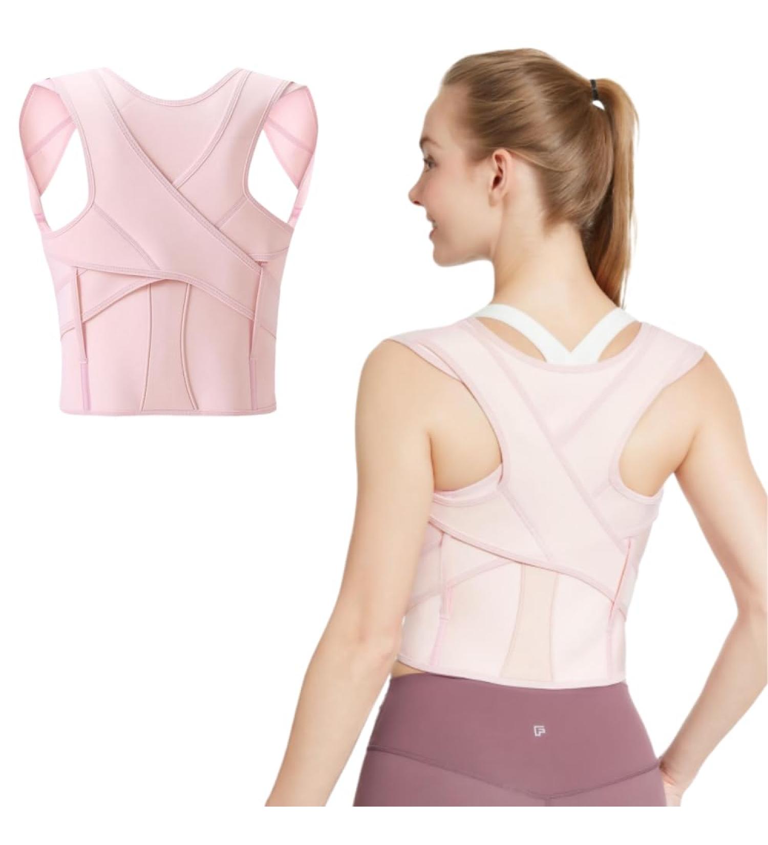 Posture Corrector Adjustable Posture Invisible Back Support Adjusts Spinal Posture Relieves Waist and Shoulder Pain Medium Pink - Buy Online on GoSupps.com