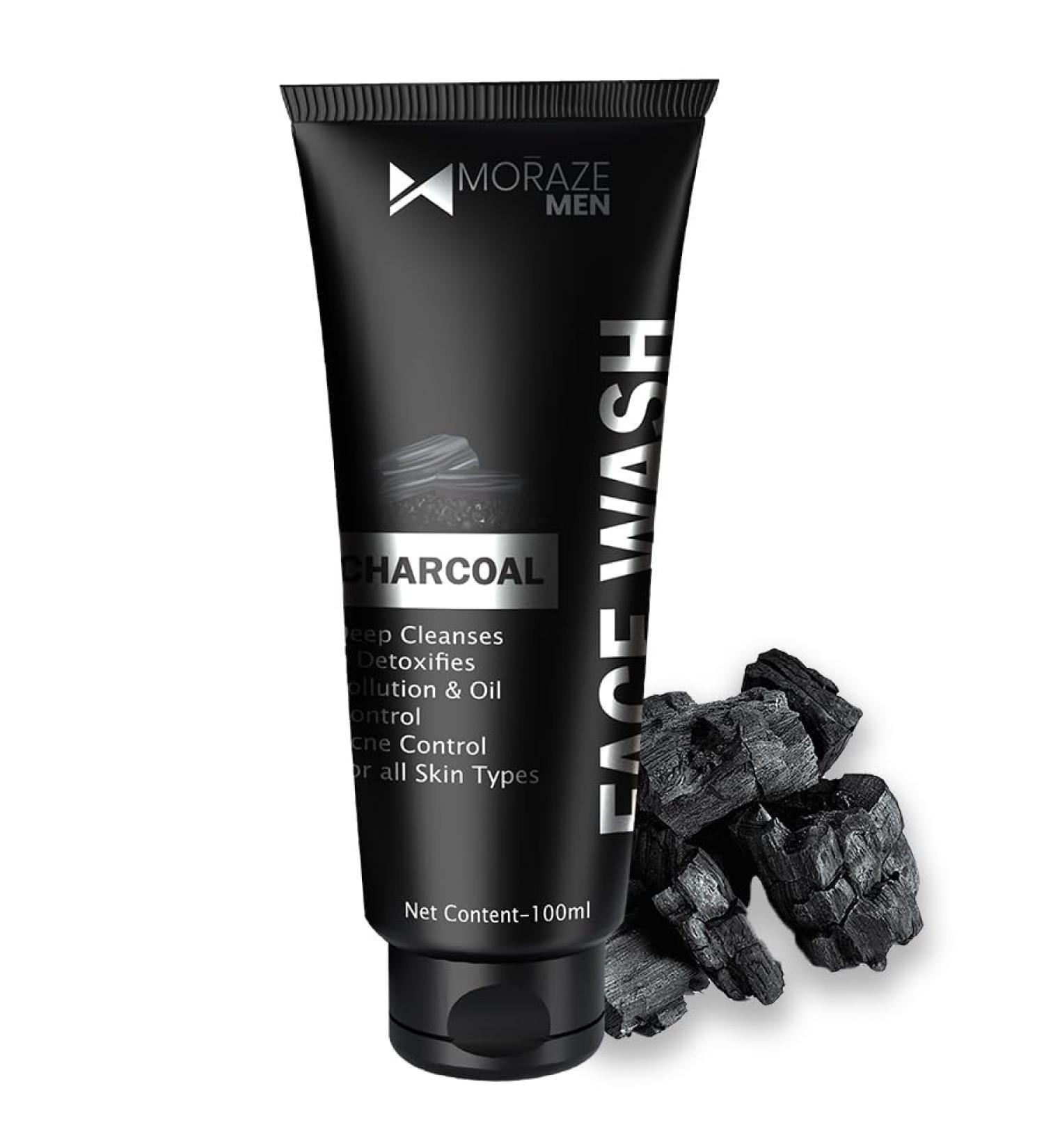 MORAZE Charcoal Face Wash for Men | Best for Oily Skin Acne & Pimples - Shop Internationally - Buy Online on GoSupps.com