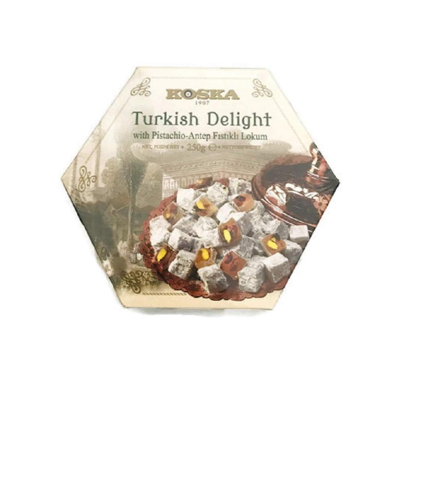 Koska Extra Pistachio Turkish Delight Gift Box (Lokum) 250g Box Halal Kosher Certified Vegan - Buy Online on GoSupps.com