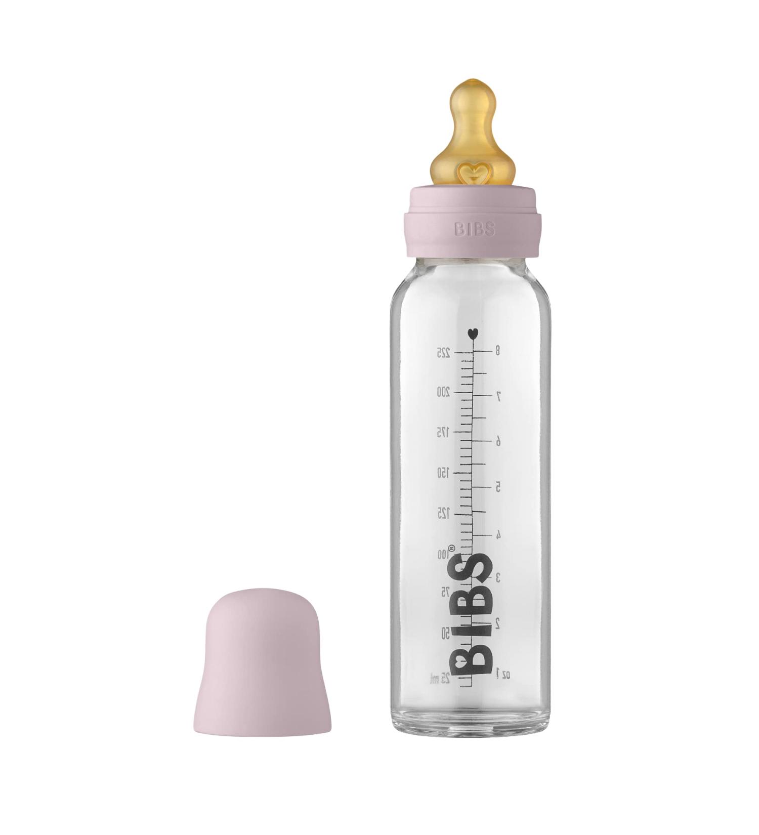 BIBS Baby Glass Bottle 225ml Dusky Lilac Complete Set with Anti-colic Nipple for Natural Breastfeeding - Buy Online on GoSupps.com