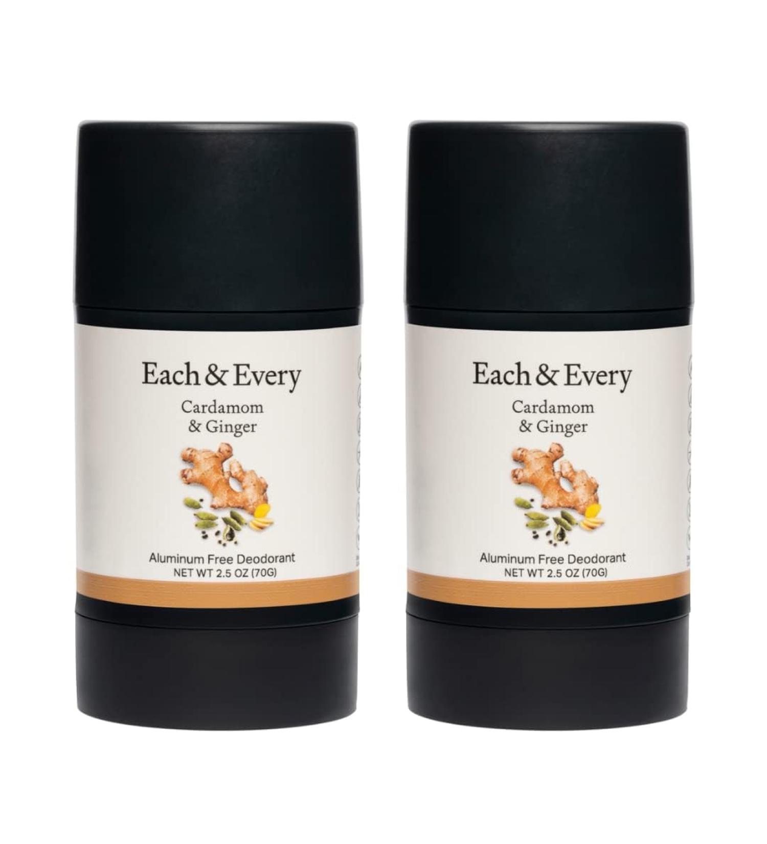 Each & Every All Natural Deodorant for Men & Women - Aluminum-Free Sensitive Skin Plant-Based Baking Soda-Free Long Lasting 24 Hr Odor Control - Cardamom & Ginger Travel Size (2 Pack 2.5oz) Cardamom & Ginger 2.5 Ounce (Pack of 2) - Buy Online on GoSupps.com